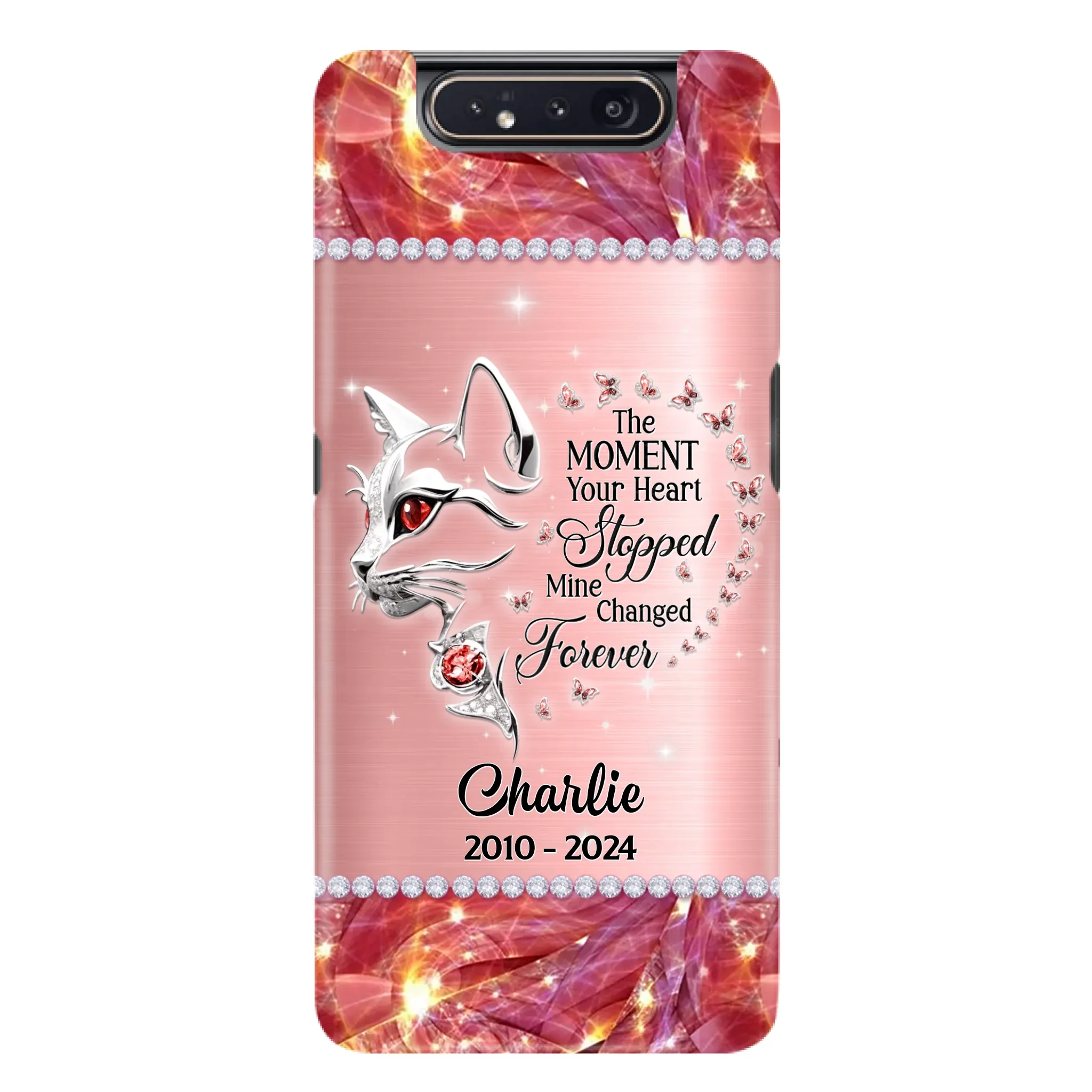Custom Personalized Memorial Cat Phone Case - Memorial Gift For Cat Lover -  The Moment Your Heart Stopped Mine Changed Forever - Case For iPhone/ Samsung