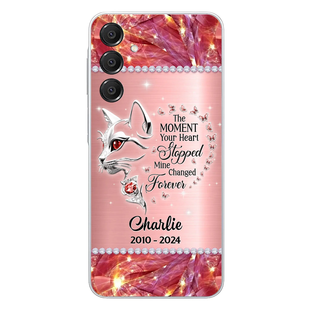 Custom Personalized Memorial Cat Phone Case - Memorial Gift For Cat Lover -  The Moment Your Heart Stopped Mine Changed Forever - Case For iPhone/ Samsung