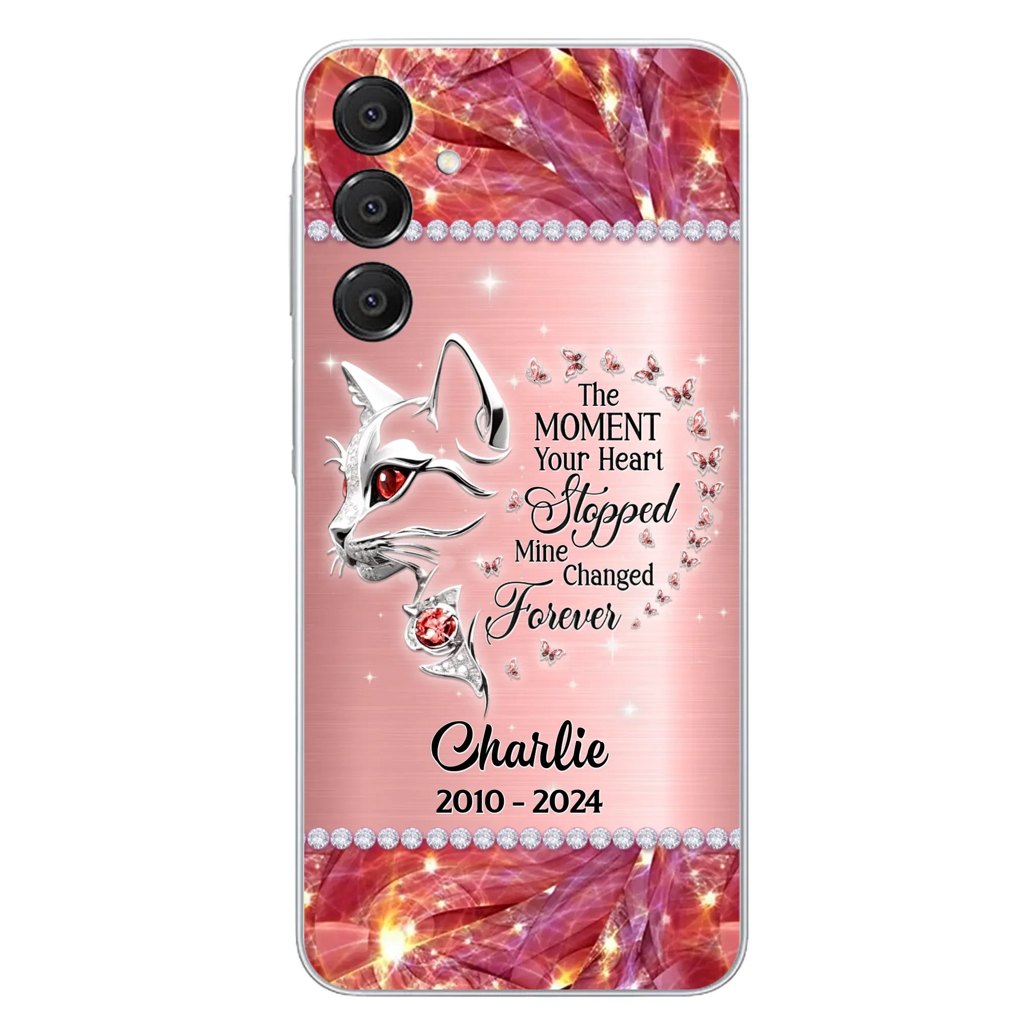 Custom Personalized Memorial Cat Phone Case - Memorial Gift For Cat Lover -  The Moment Your Heart Stopped Mine Changed Forever - Case For iPhone/ Samsung