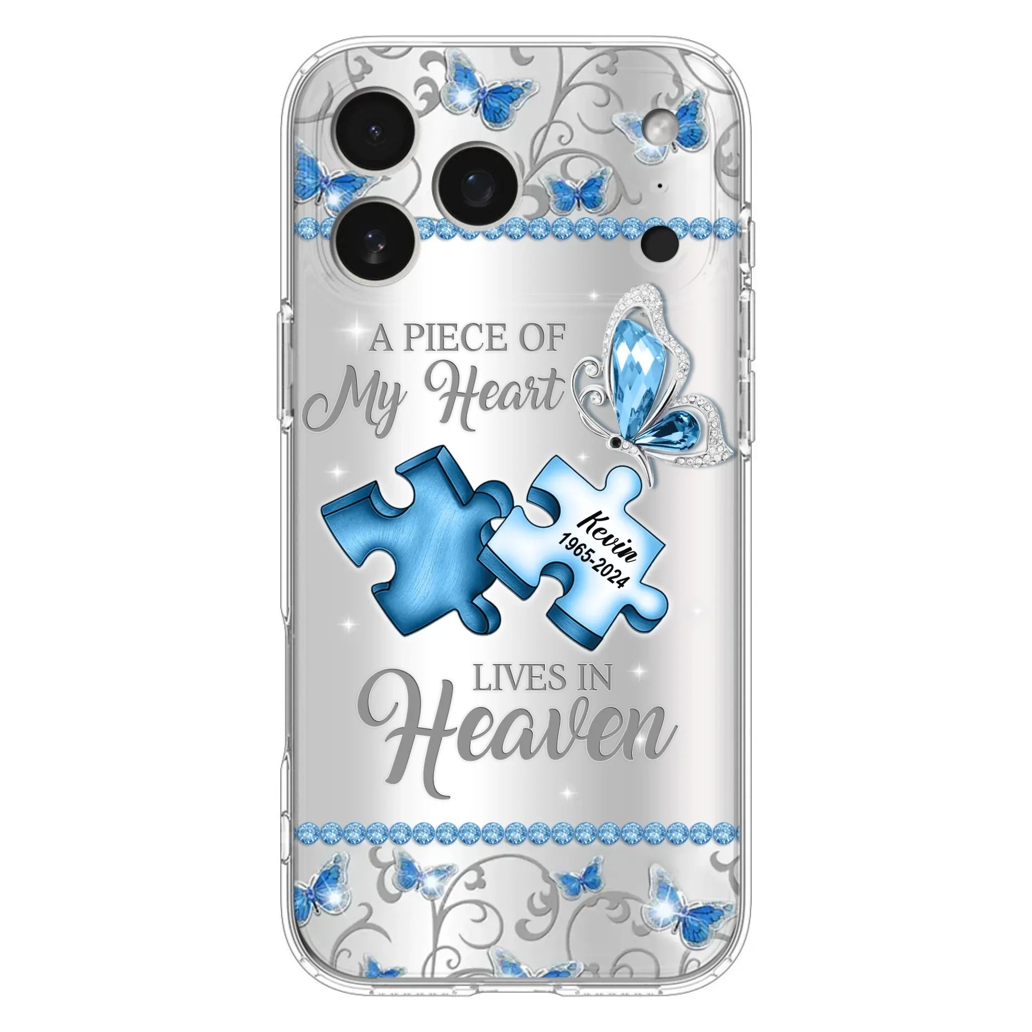 Custom Personalized Memorial Piece Phone Case - Memorial Gift For Family Member -  A Piece Of My Heart Lives In Heaven - Case for iPhone/Samsung