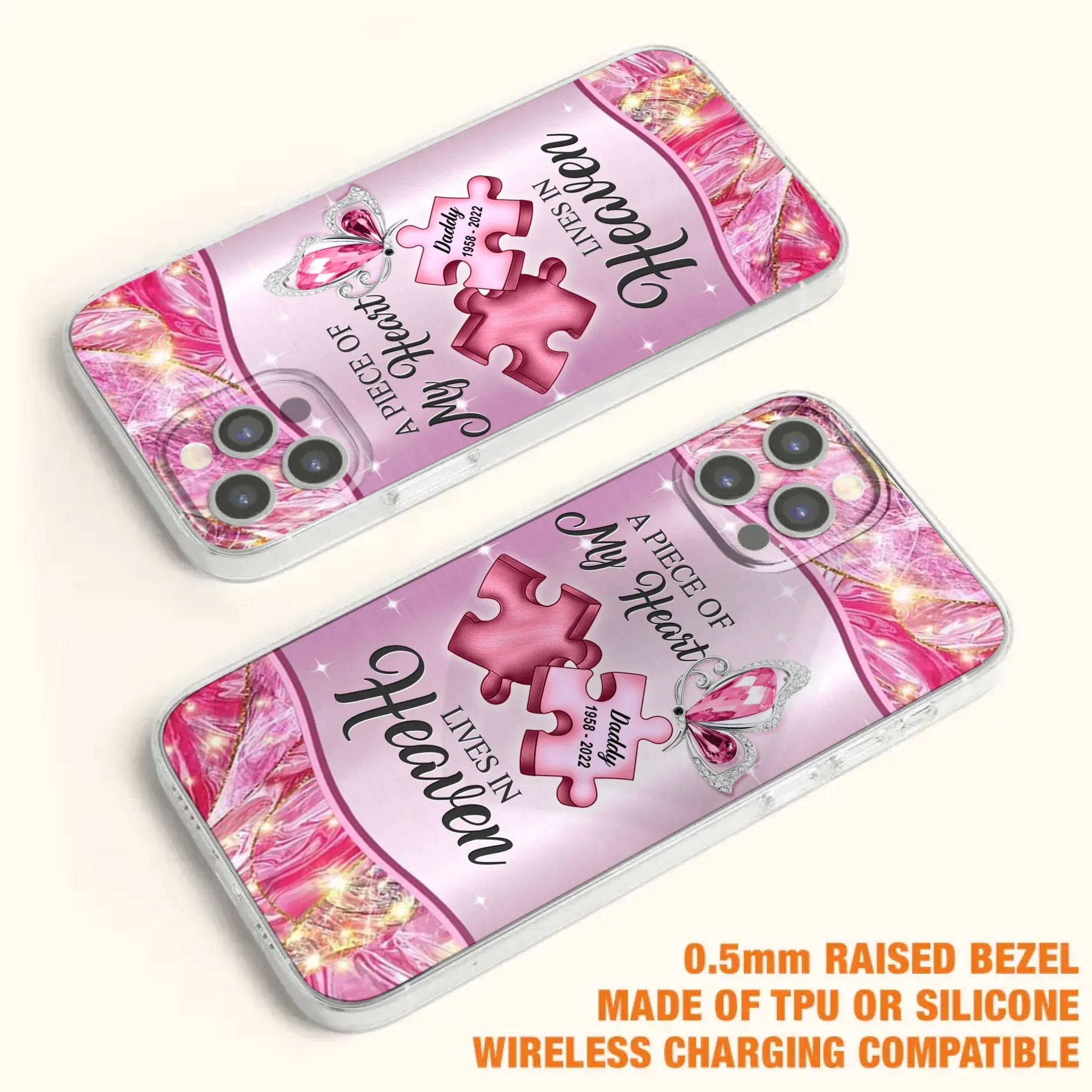 Custom Personalized Memorial Phone Case - Memorial Gift Idea for Father's Day - Case for iPhone/ Samsung - A Piece Of My Heart Lives In Heaven