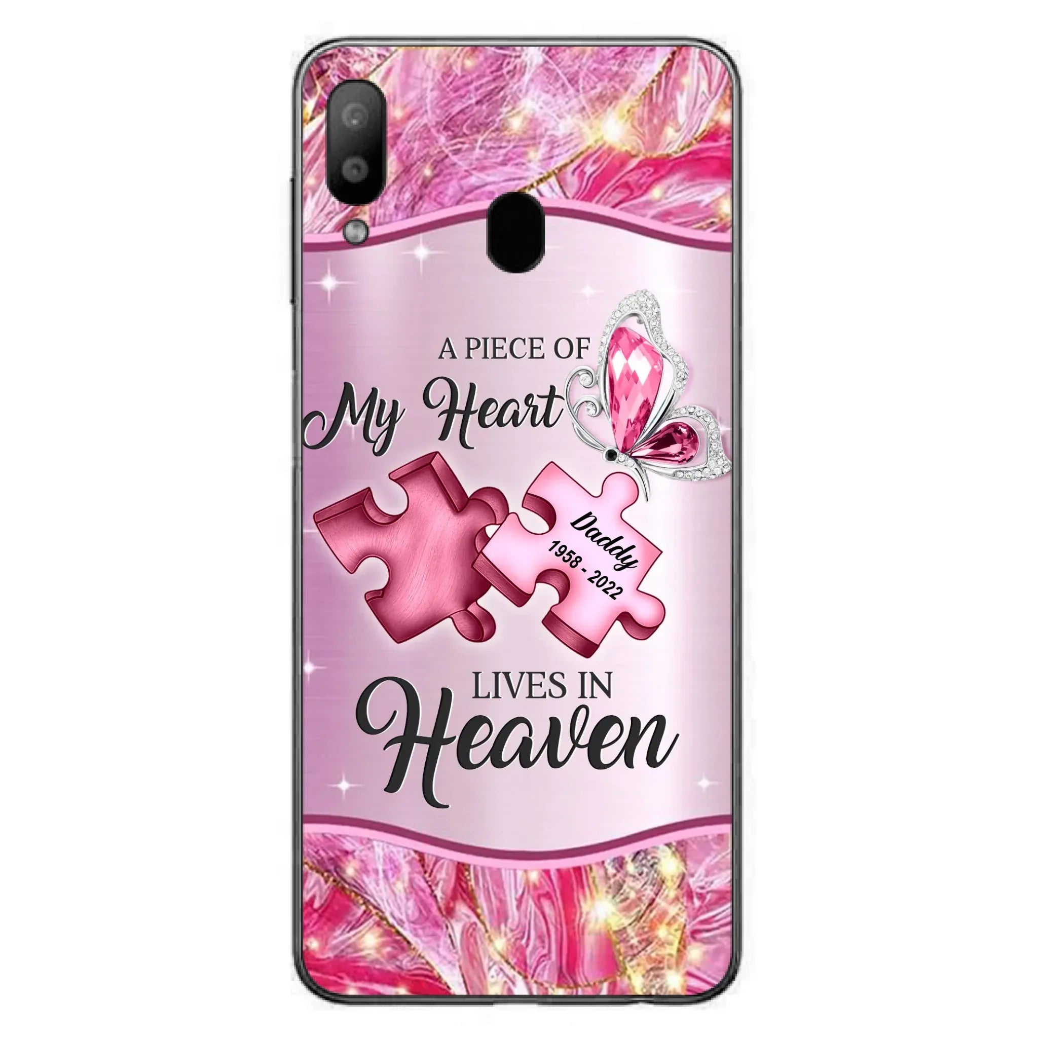 Custom Personalized Memorial Phone Case - Memorial Gift Idea for Father's Day - Case for iPhone/ Samsung - A Piece Of My Heart Lives In Heaven