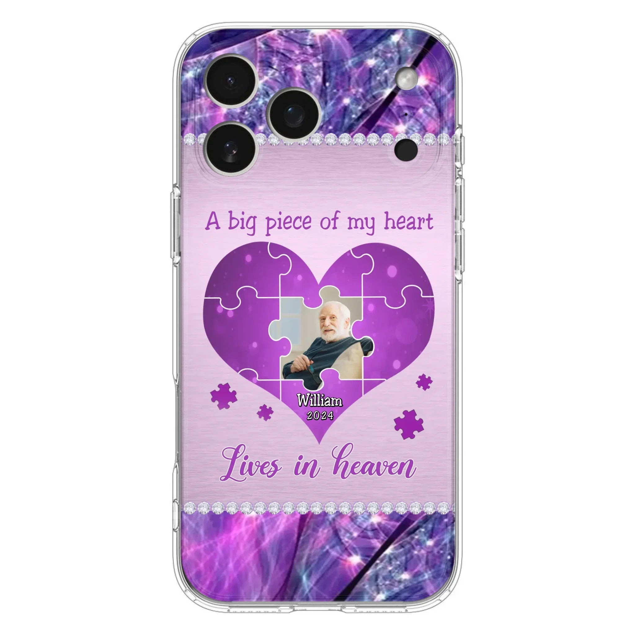Custom Personalized Memorial Photo Phone Case - Memorial Gift Idea for Father's Day -  A Big Piece Of My Heart Lives In Heaven - Case for iPhone/Samsung