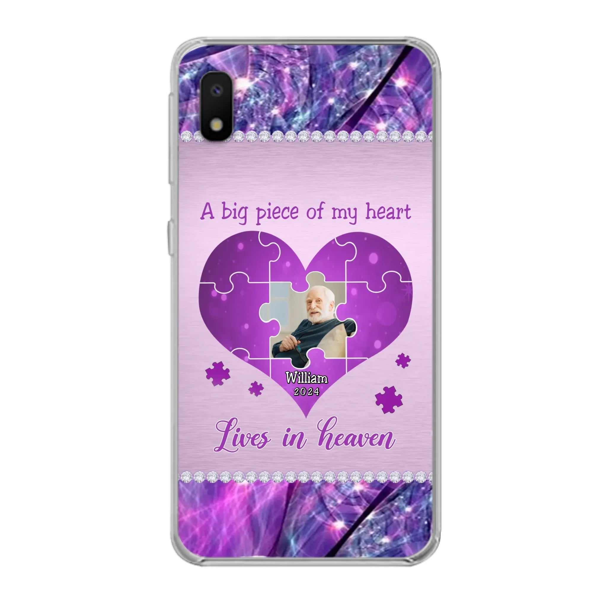 Custom Personalized Memorial Photo Phone Case - Memorial Gift Idea for Father's Day -  A Big Piece Of My Heart Lives In Heaven - Case for iPhone/Samsung