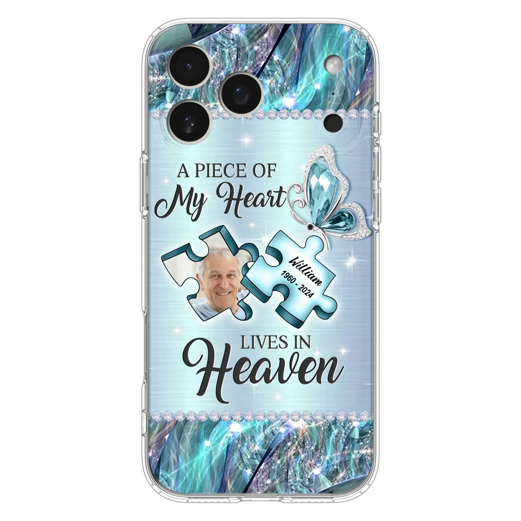Custom Personalized Memorial Photo Phone Case - Memorial Gift Idea for Father's Day -  A Piece Of My Heart Lives In Heaven - Case for iPhone/Samsung
