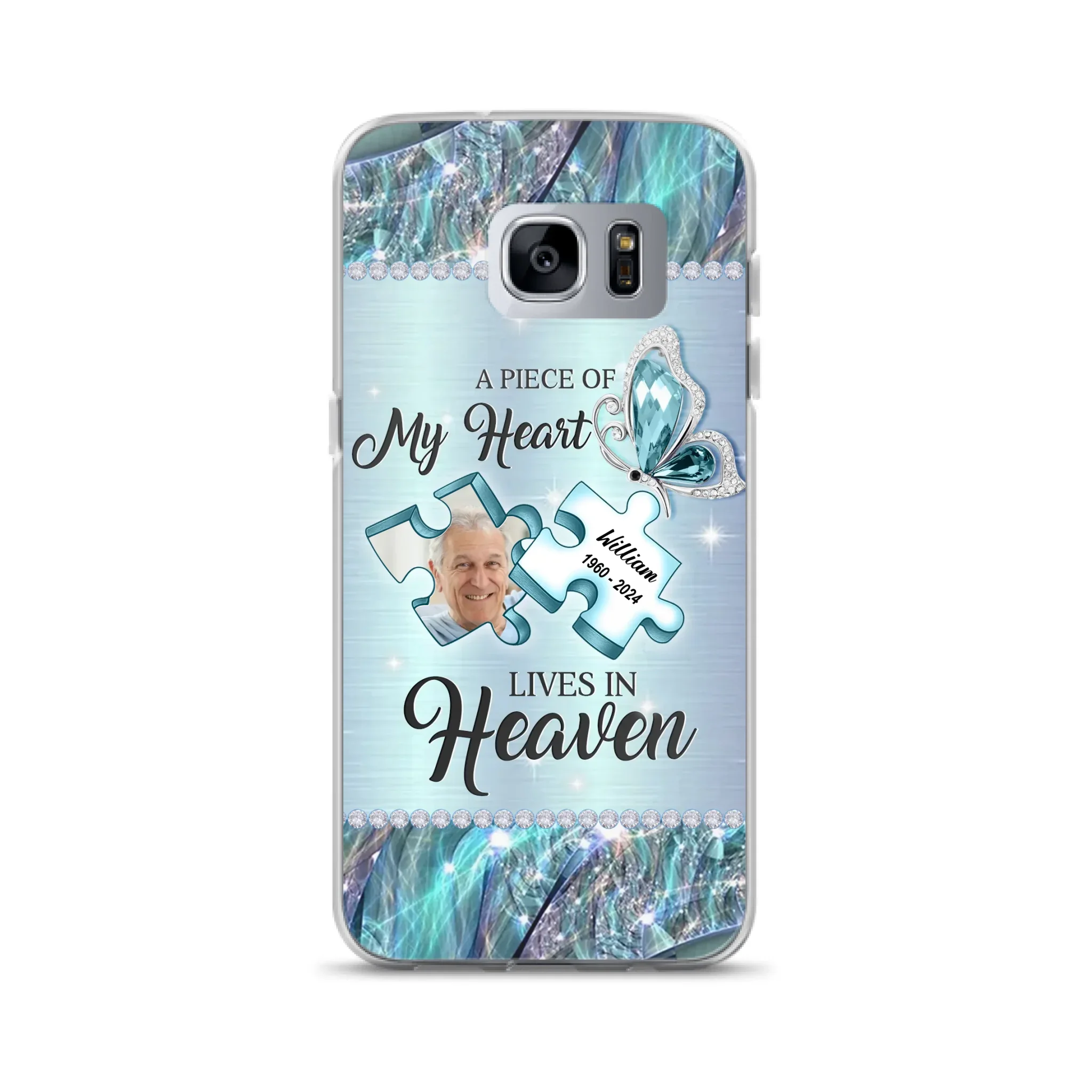 Custom Personalized Memorial Photo Phone Case - Memorial Gift Idea for Father's Day -  A Piece Of My Heart Lives In Heaven - Case for iPhone/Samsung