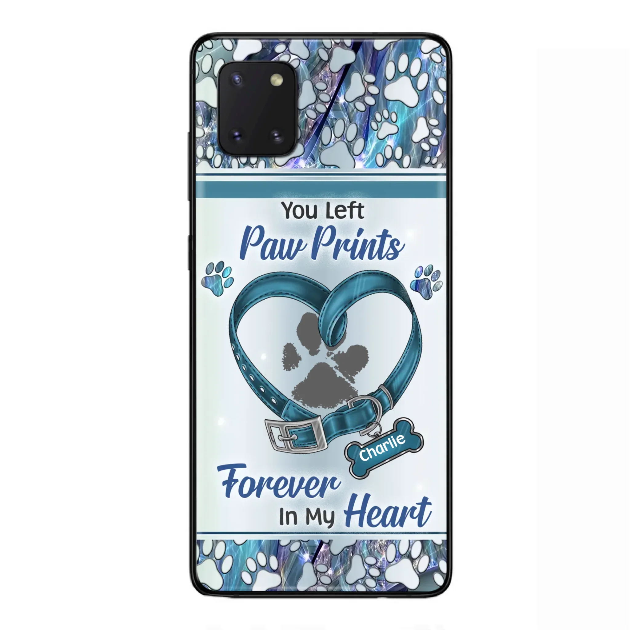 Custom Personalized Memorial Dog Collar Phone Case - Memorial Gift Idea For Dog Lover - You Left Paw Prints Forever In My Heart - Case for iPhone/ Samsung