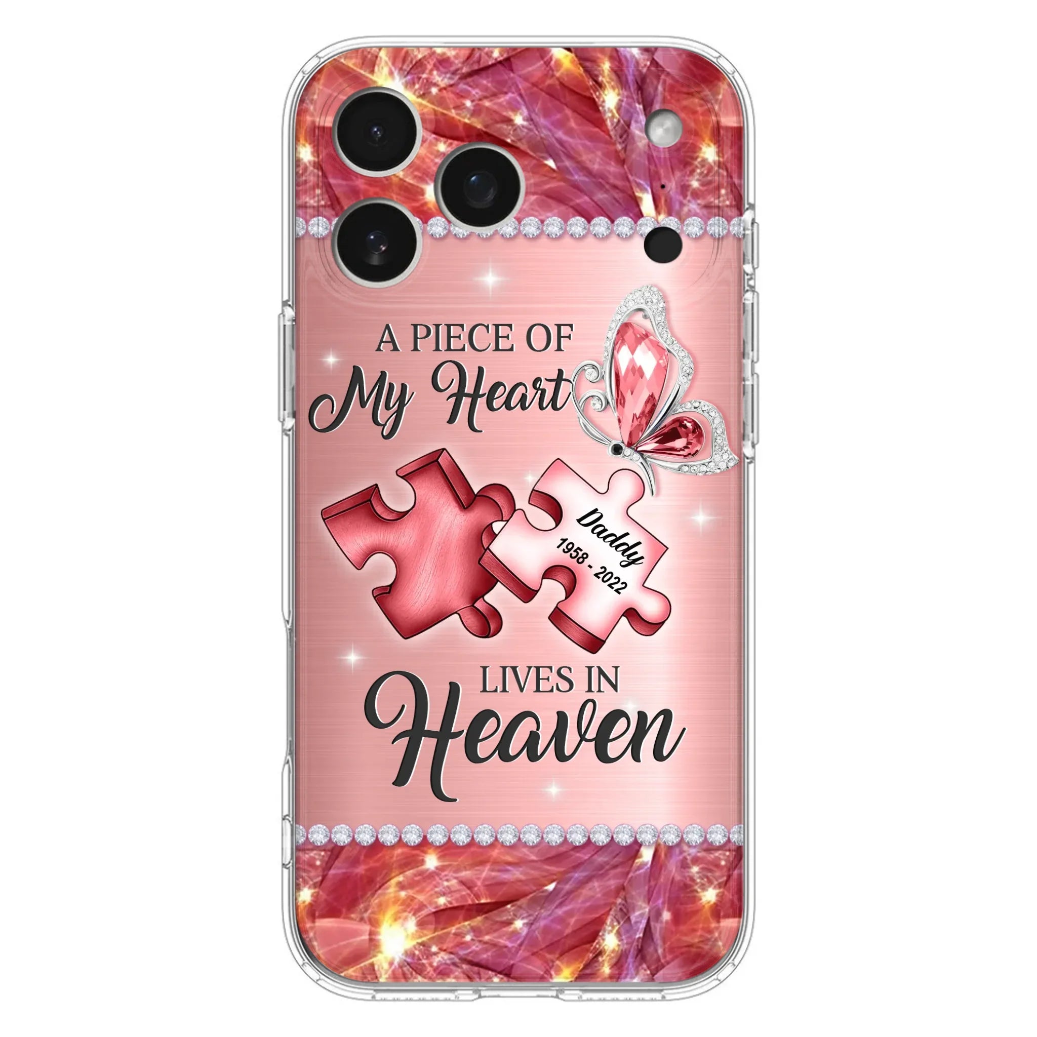 Custom Personalized Memorial Phone Case - Memorial Gift Idea for Father's Day -  A Piece Of My Heart Lives In Heaven - Case for iPhone/Samsung
