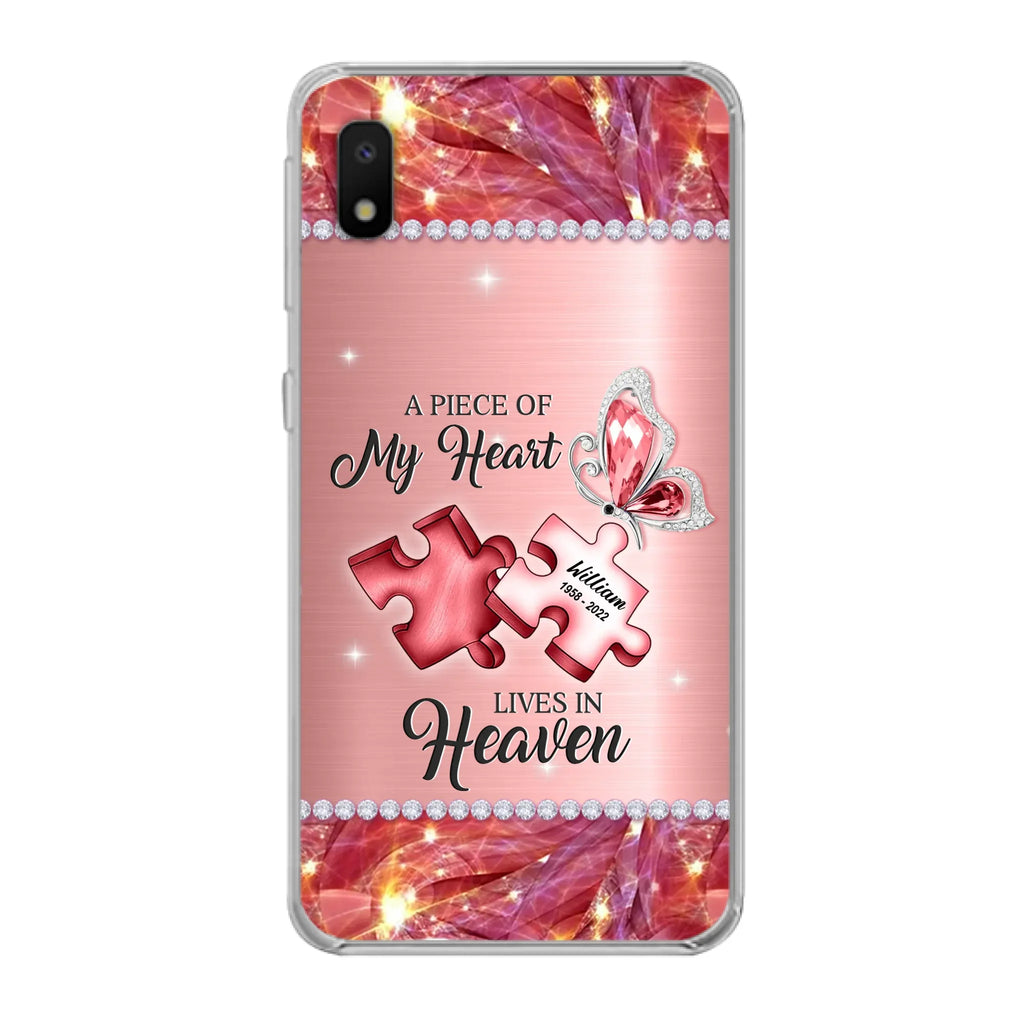 Custom Personalized Memorial Phone Case - Memorial Gift Idea for Father's Day -  A Piece Of My Heart Lives In Heaven - Case for iPhone/Samsung