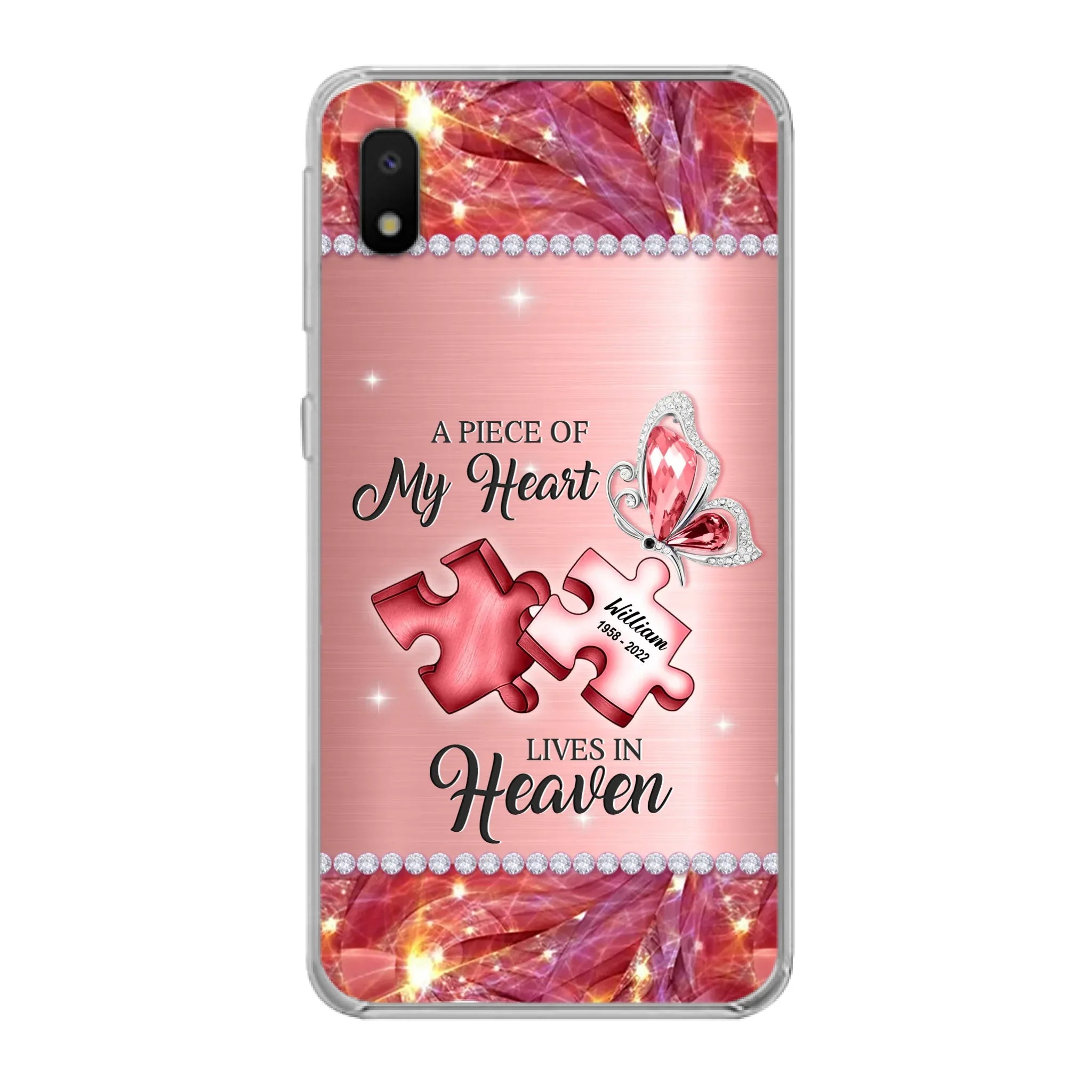 Custom Personalized Memorial Phone Case - Memorial Gift Idea for Father's Day -  A Piece Of My Heart Lives In Heaven - Case for iPhone/Samsung