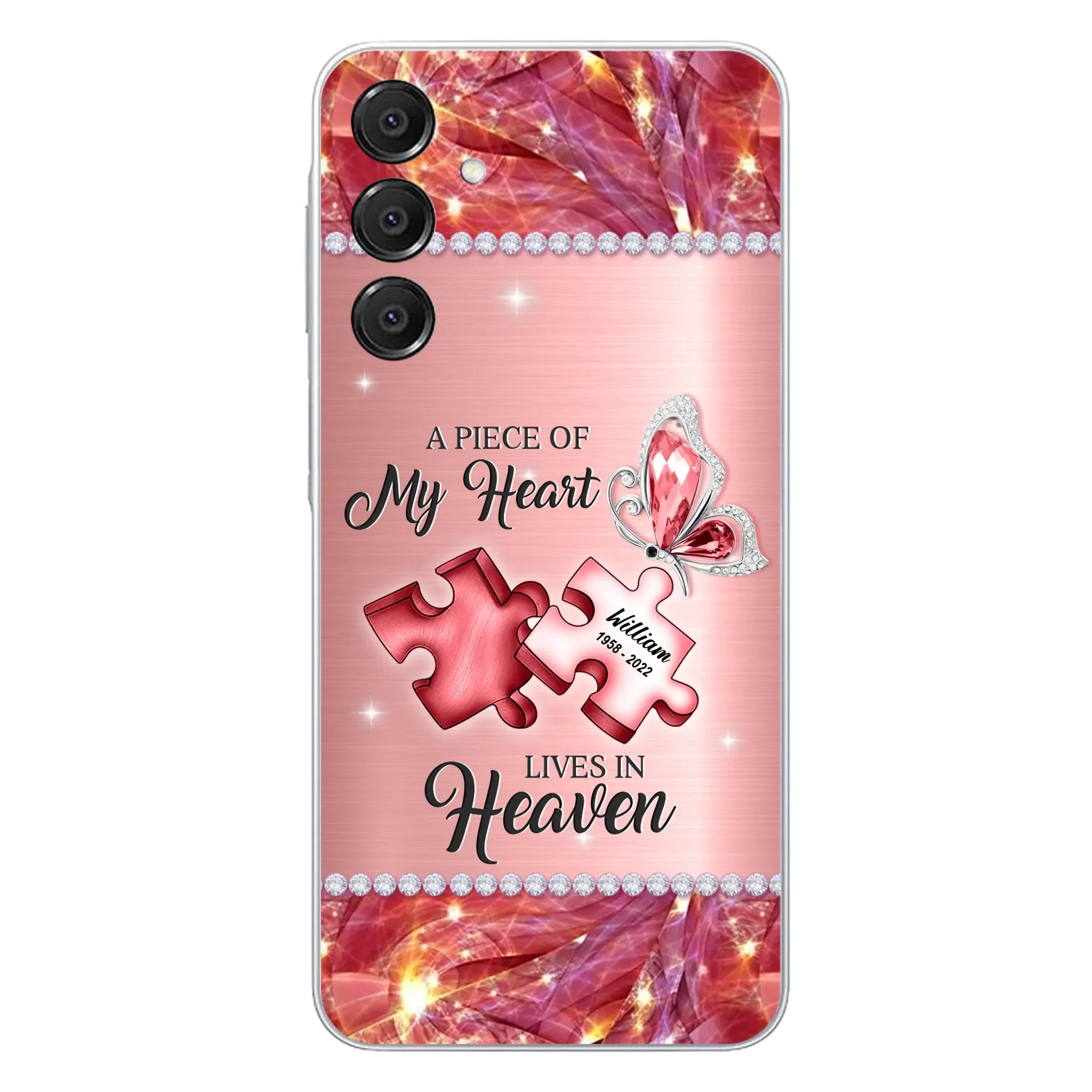 Custom Personalized Memorial Phone Case - Memorial Gift Idea for Father's Day -  A Piece Of My Heart Lives In Heaven - Case for iPhone/Samsung