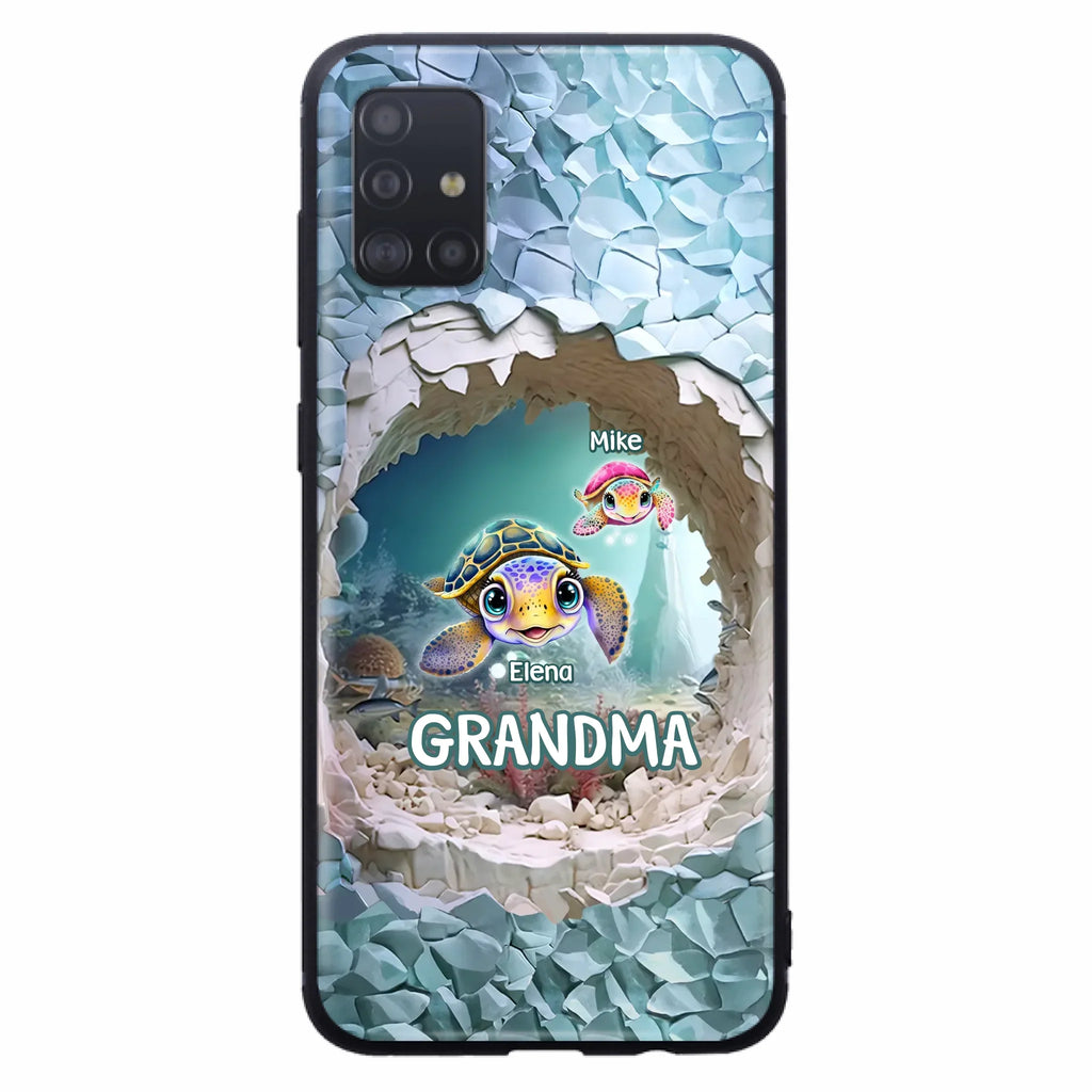 Custom Personalized Turtle Phone Case - Upto 10 Kids - Mother's Day Gift Idea For Grandma - Case for iPhone/Samsung