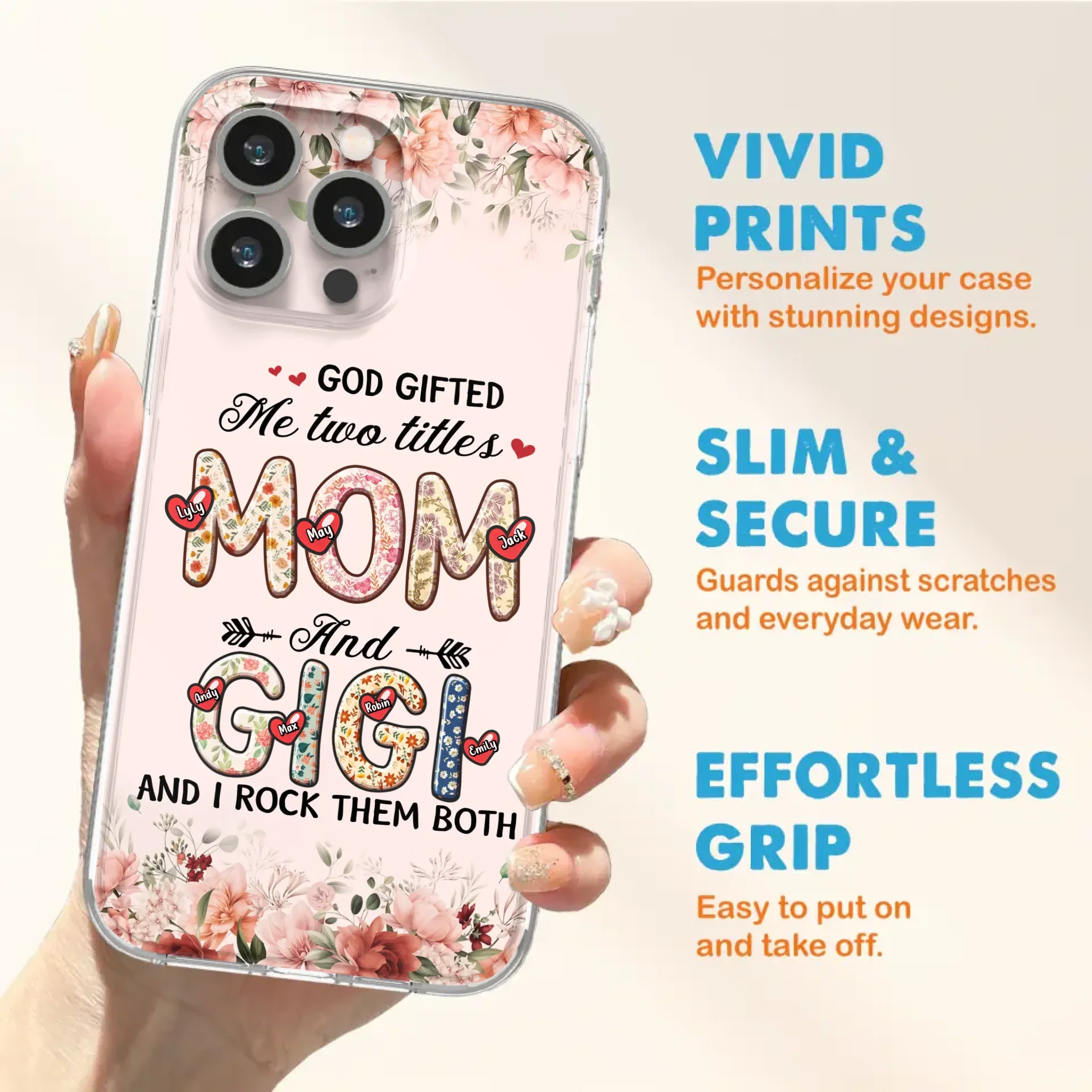 Custom Personalized Grandma Phone Case - Upto 7 Kids & 7 Grandkids - Mother's Day Gift Idea for Grandma/Mom - God Gifted Me Two Titles - Case for iPhone/Samsung