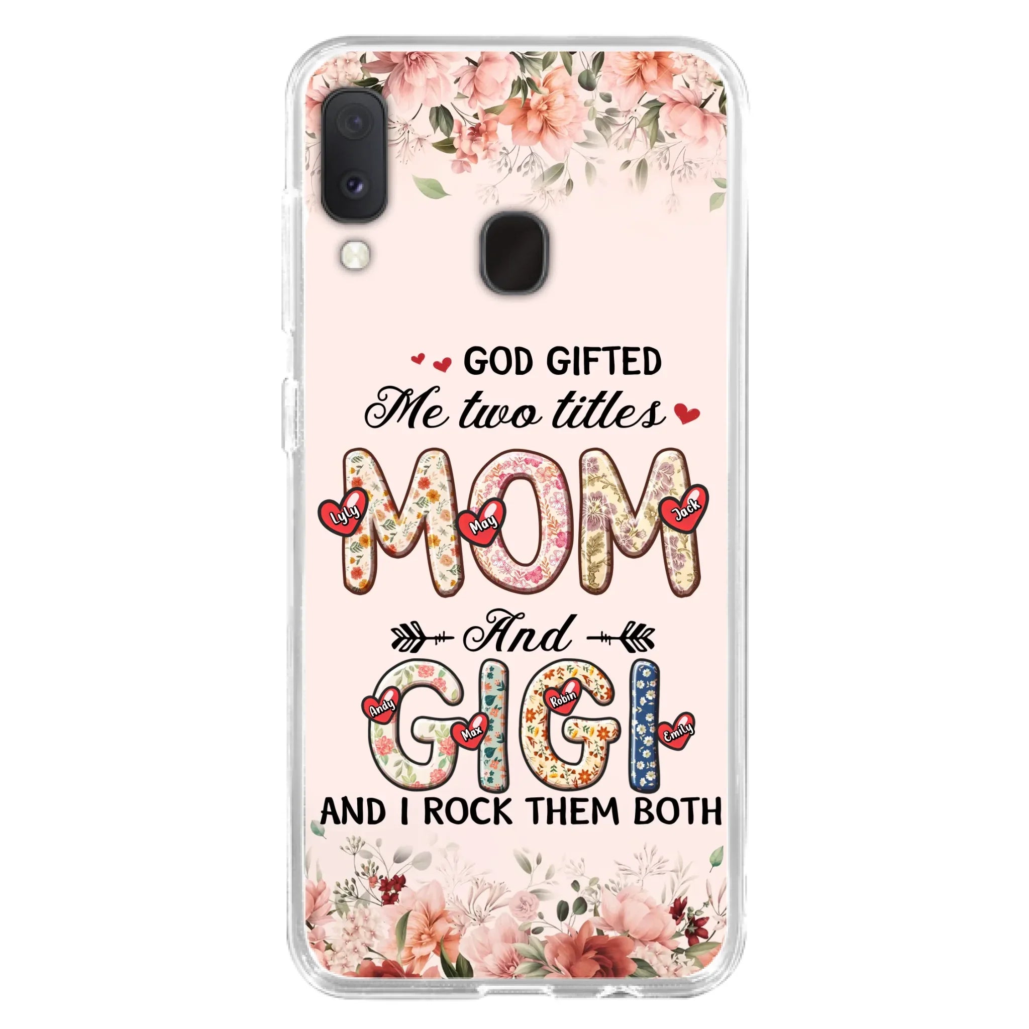 Custom Personalized Grandma Phone Case - Upto 7 Kids & 7 Grandkids - Mother's Day Gift Idea for Grandma/Mom - God Gifted Me Two Titles - Case for iPhone/Samsung