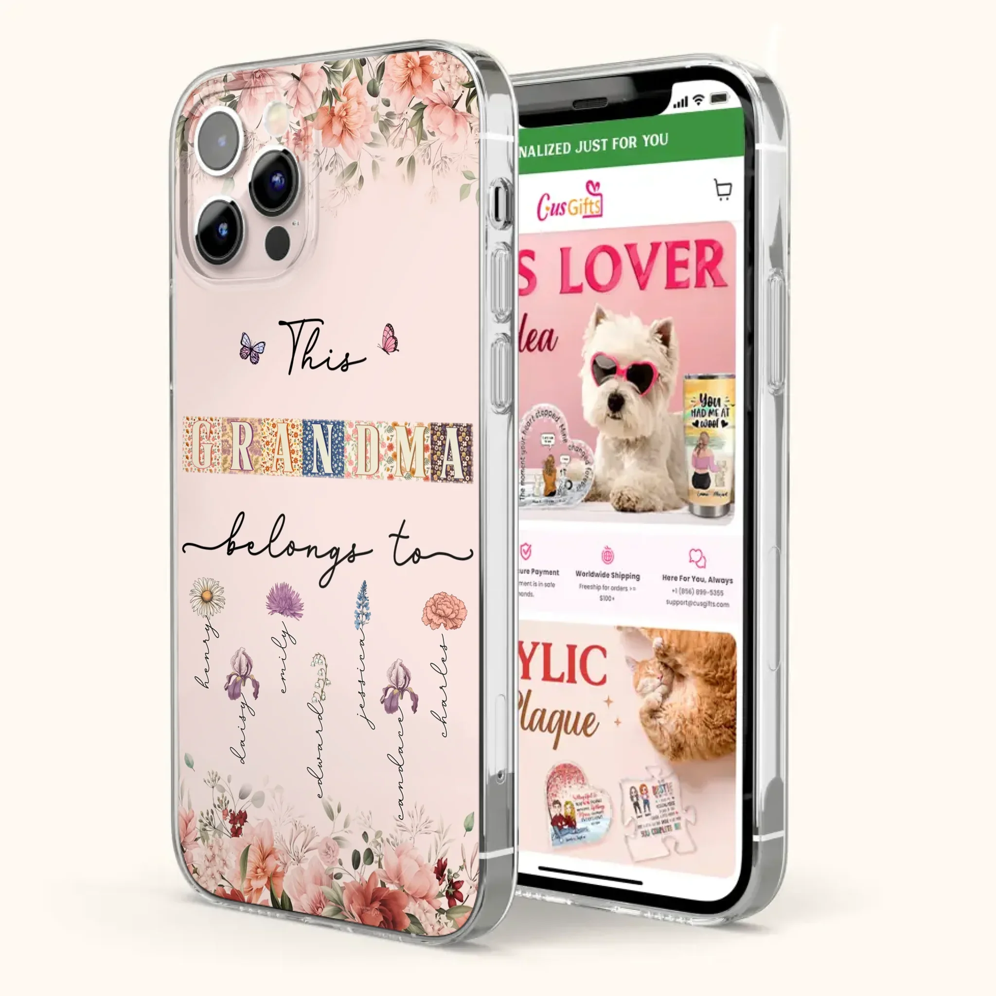 Custom Personalized Grandma/Mom Phone Case - Upto 7 Kids - Mother's Day Gift Idea for Grandma/Mom - Case for iPhone/Samsung