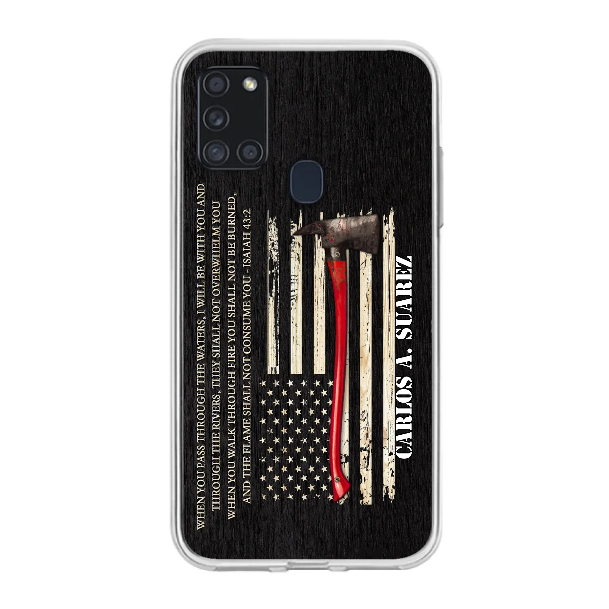 Custom Personalized Firefighter Phone Case - Father's Day Gift Idea for Firefighter - When You Pass Through The Waters I Will Be With You - Case for iPhone/Samsung