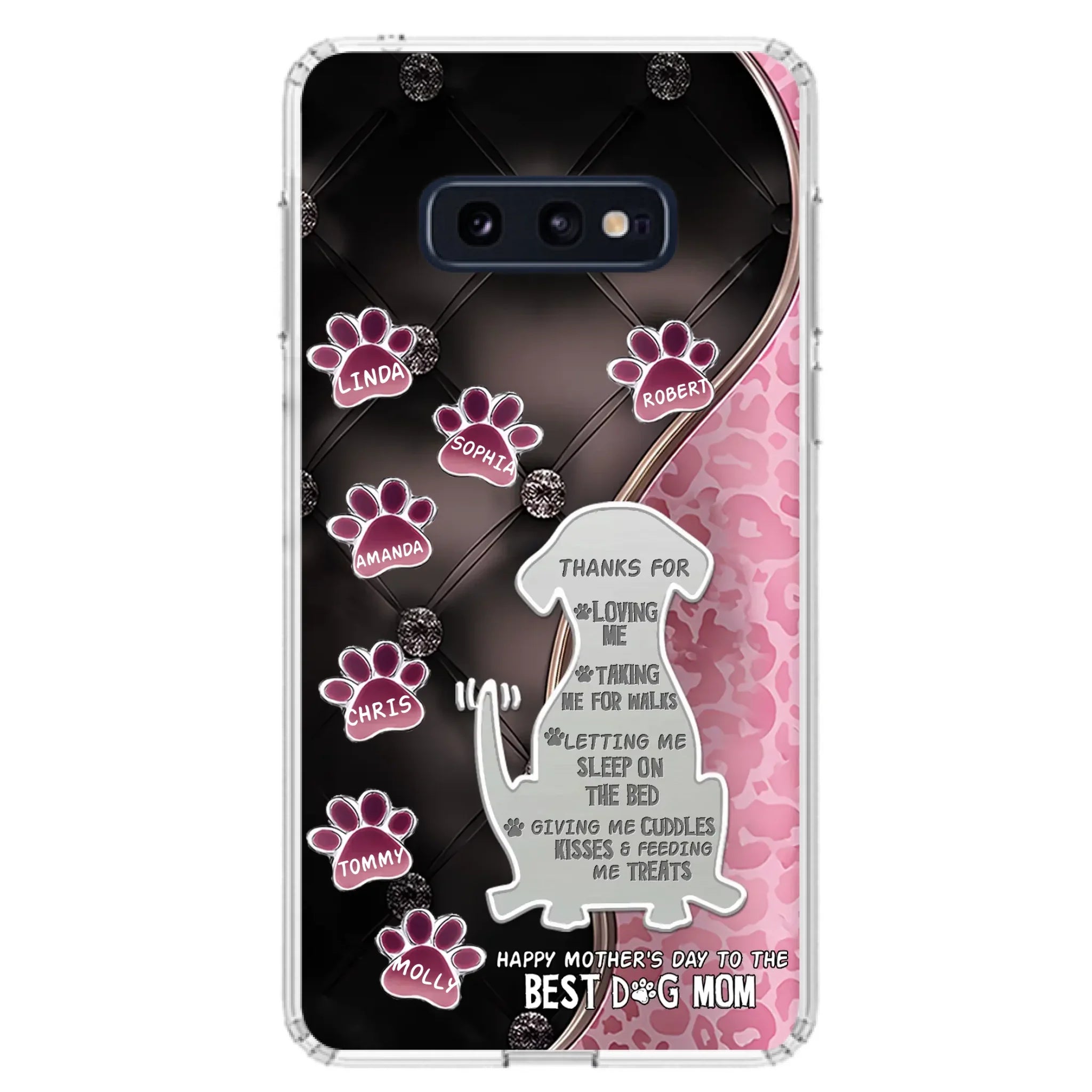 Custom Personalized Memorial Dog Mom Phone Case - Memorial Gift Idea For Dog Lover - Upto 7 Dogs - Thanks For Loving Me - Case For iPhone/Samsung