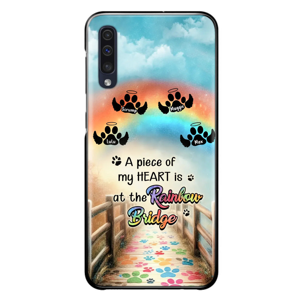 Custom Personalized Rainbow Bridge Memorial Phone Case - Memorial Gift Idea For Dog Lover - Upto 4 Dogs - A Piece Of My Heart Is At The Rainbow Bridge - Case For iPhone/Samsung