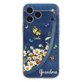 Custom Personalized Daisy And Butterfly Grandma Phone Case - Gift Idea For Grandma - Upto 10 Kids - Case For iPhone/Samsung