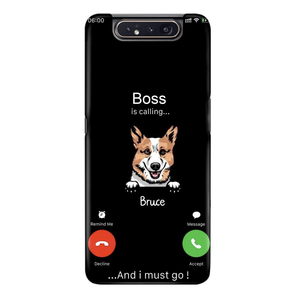 Custom Personalized Dog Phone Case - Gift Idea For Dog Lover/Mother's Day/Father's Day - Upto 5 Dogs - Boss Is Calling And I Must Go - Case For iPhone/Samsung