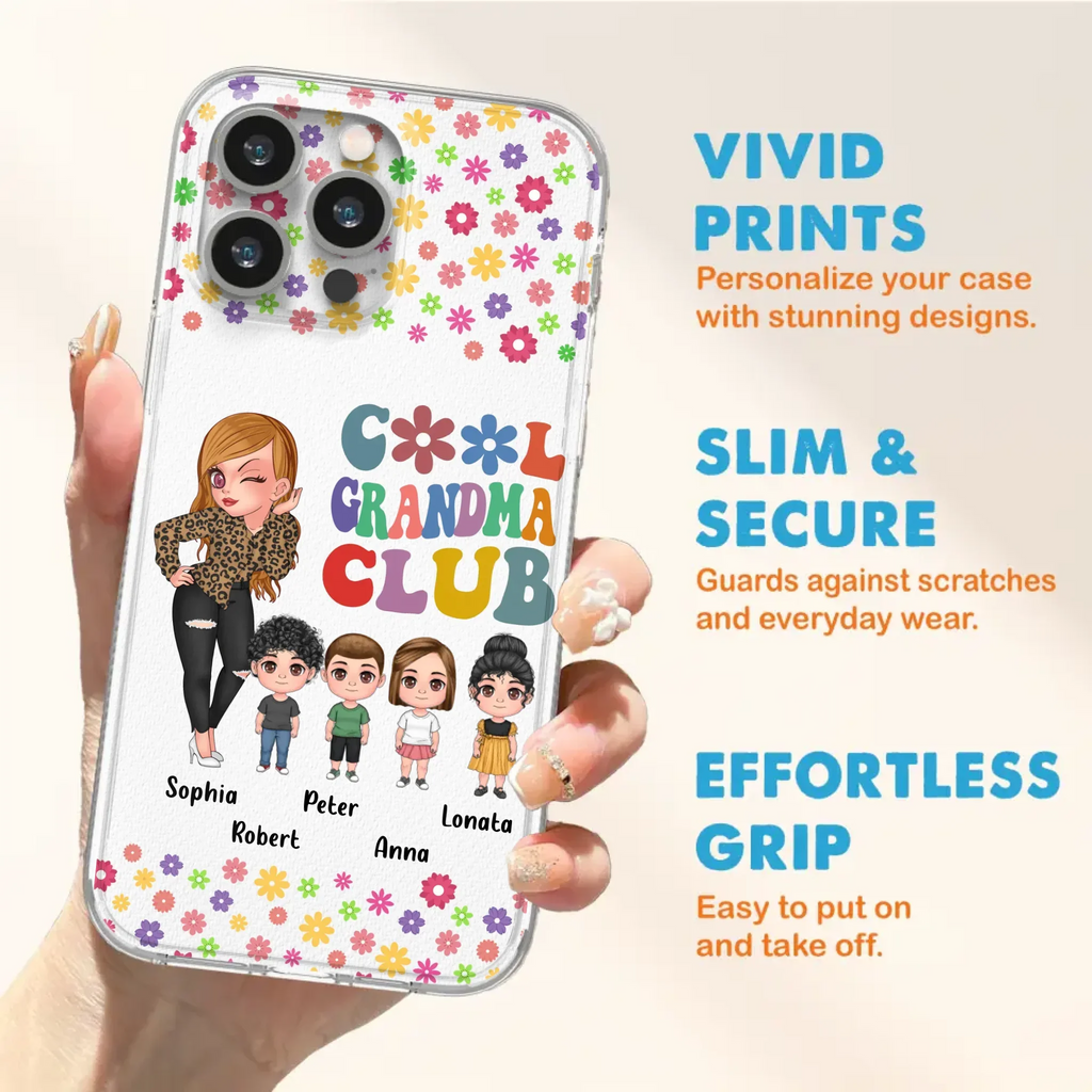 Custom Personalized Cool Grandma Phone Case - Gift Idea For Grandma - Upto 4 Kids - Cases For iPhone/Samsung