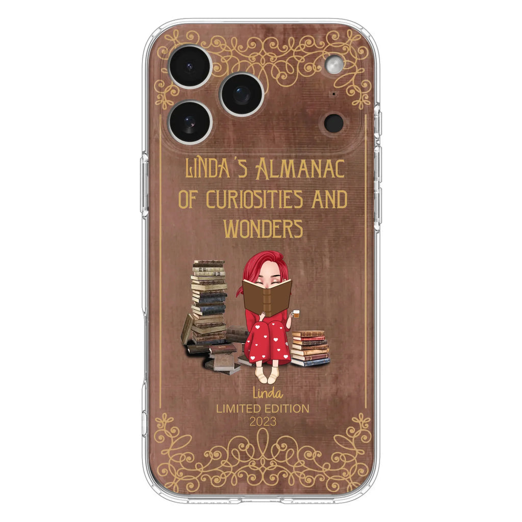 Custom Personalized Reading Girl Phone Case - Gift Idea For Reading Lovers - Almanac Of Curiosities - Cases For iPhone/Samsung