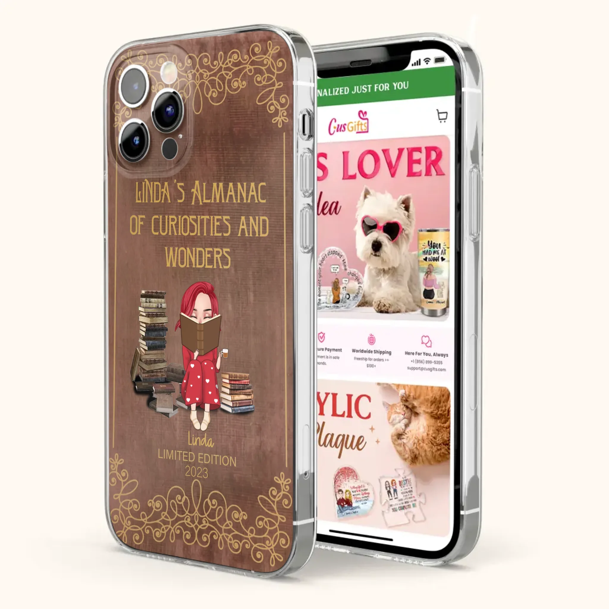 Custom Personalized Reading Girl Phone Case - Gift Idea For Reading Lovers - Almanac Of Curiosities - Cases For iPhone/Samsung