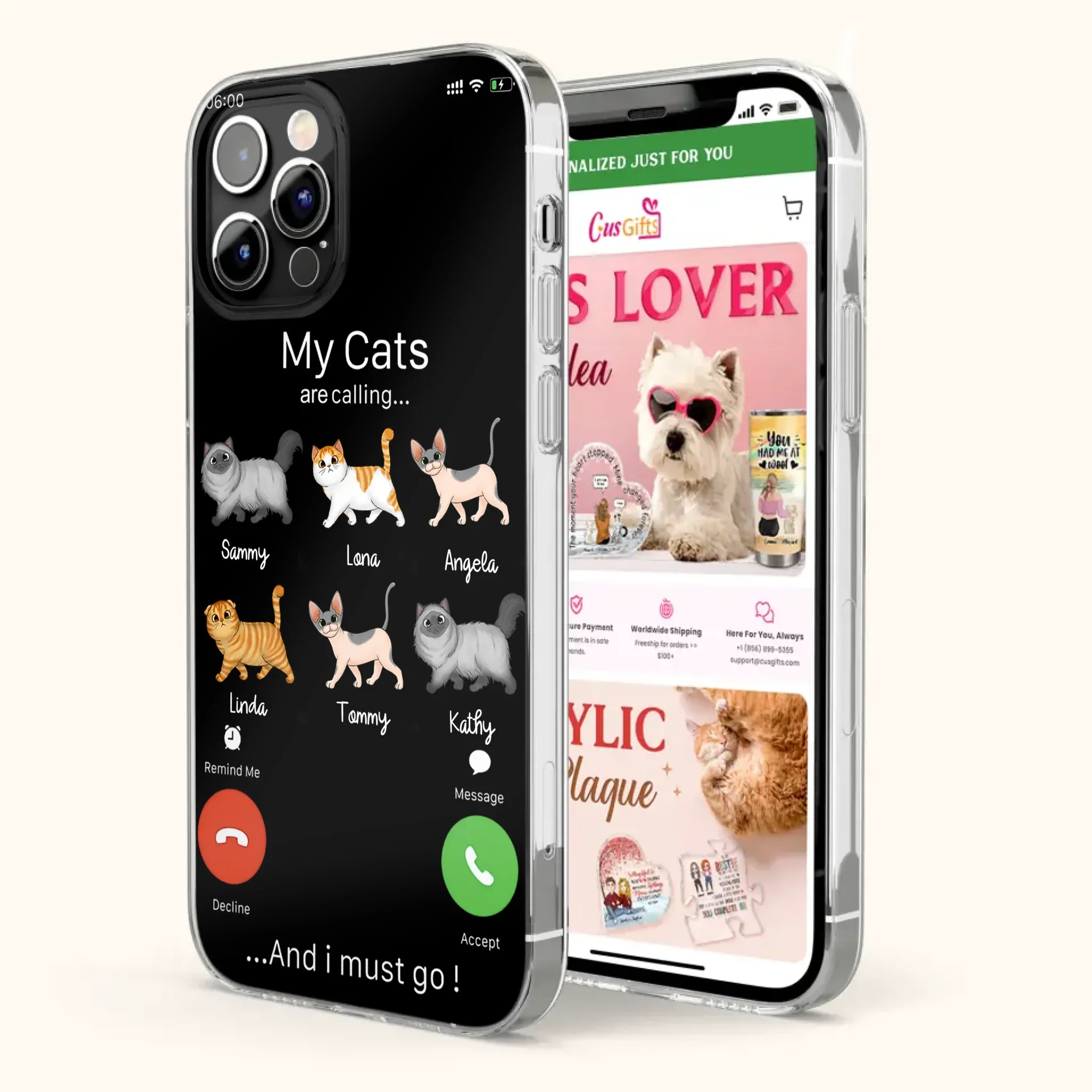 Custom Personalized Cats Phone Case - Gift Idea For Cat Lover/Mother's Day/Father's Day - My Cats Are Calling And I Must Go - Case For iPhone/Samsung