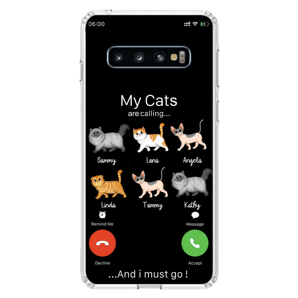 Custom Personalized Cats Phone Case - Gift Idea For Cat Lover/Mother's Day/Father's Day - My Cats Are Calling And I Must Go - Case For iPhone/Samsung