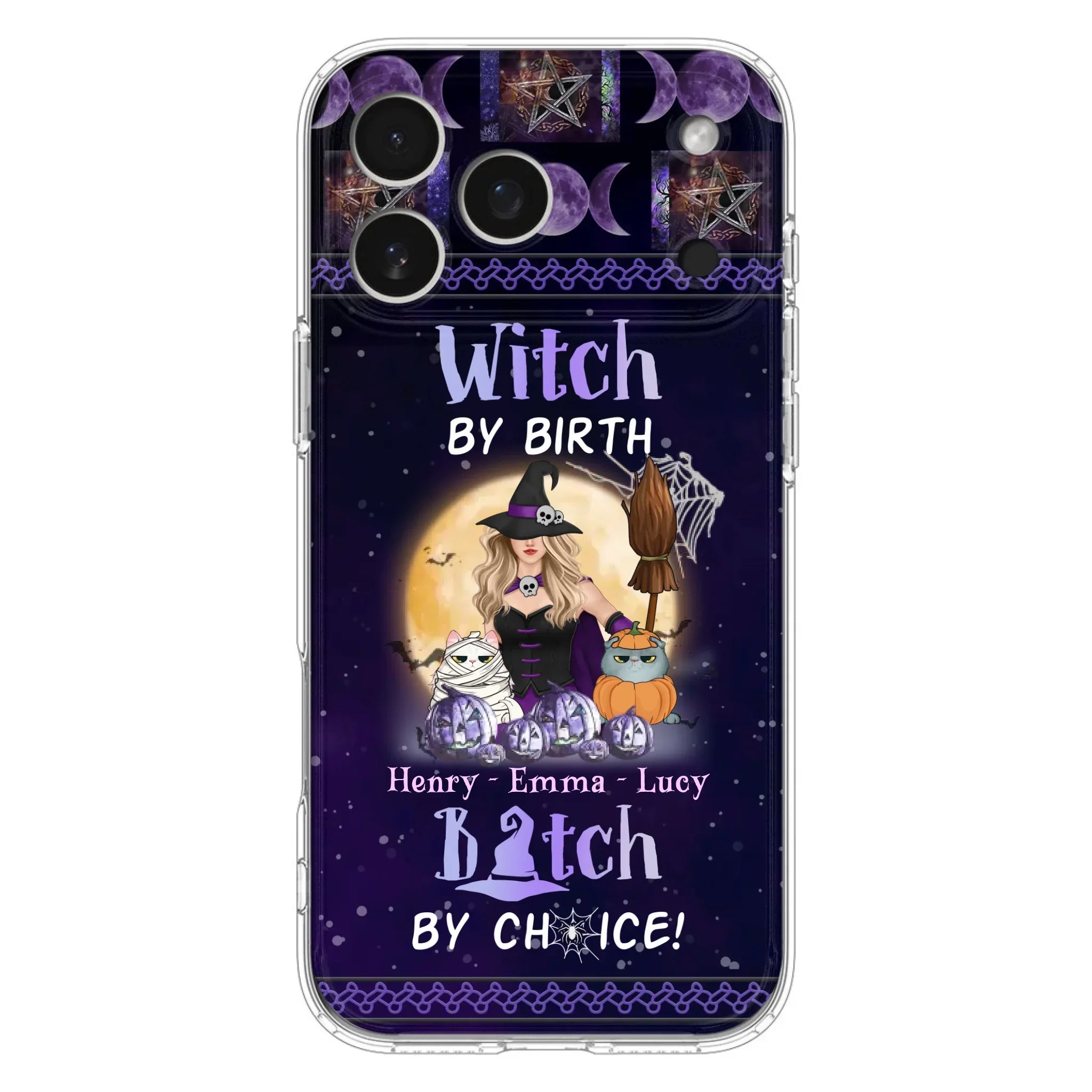 Custom Personalized Pet Witch Phone Case - Halloween Gift For Dog/ Cat Lover - Witch By Birth Bitch By Choice - Case For iPhone And Samsung