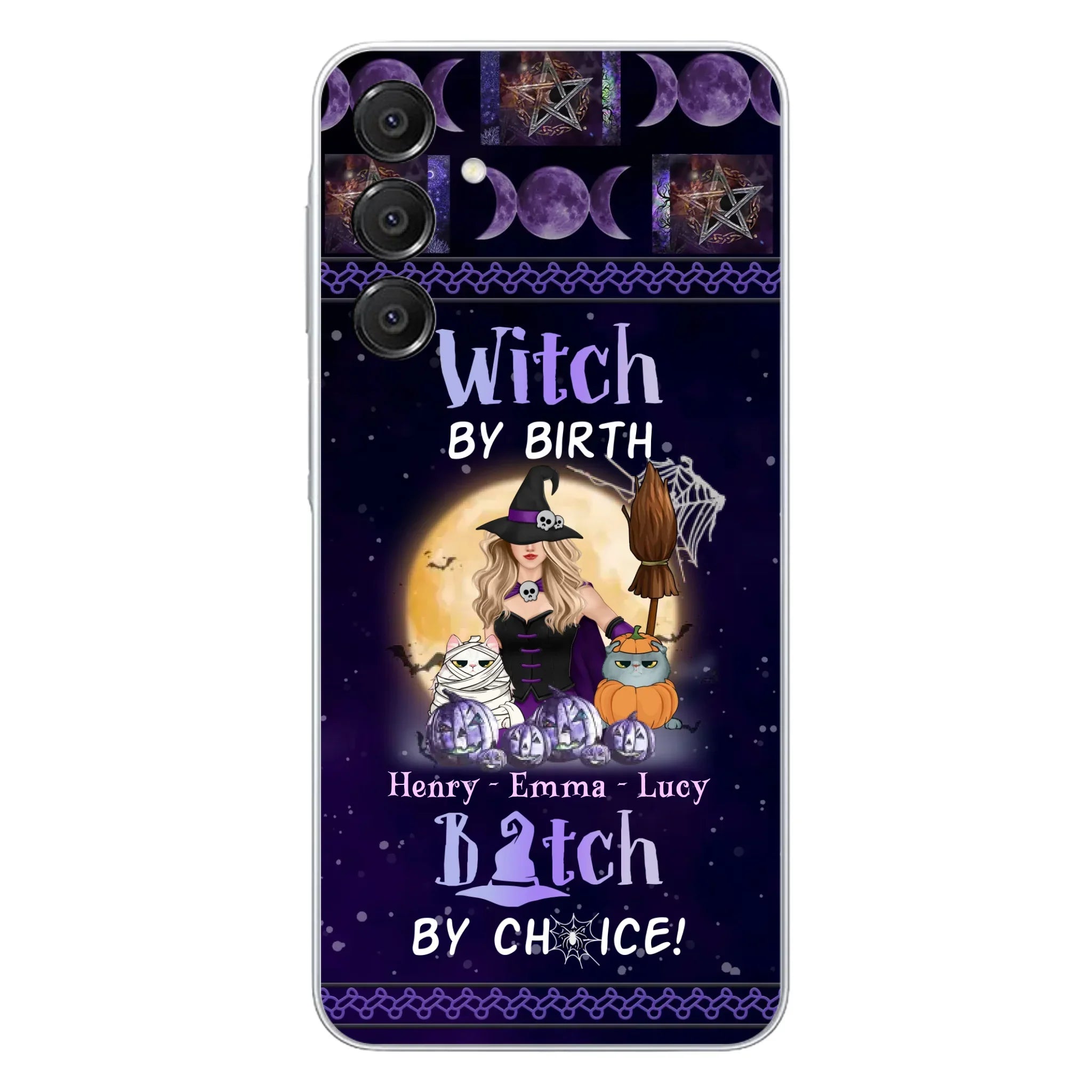 Custom Personalized Pet Witch Phone Case - Halloween Gift For Dog/ Cat Lover - Witch By Birth Bitch By Choice - Case For iPhone And Samsung