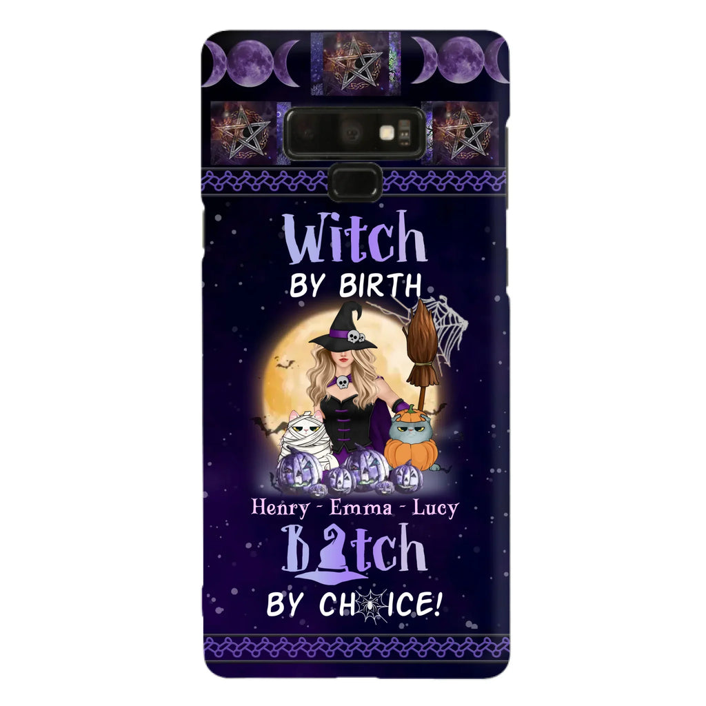 Custom Personalized Pet Witch Phone Case - Halloween Gift For Dog/ Cat Lover - Witch By Birth Bitch By Choice - Case For iPhone And Samsung