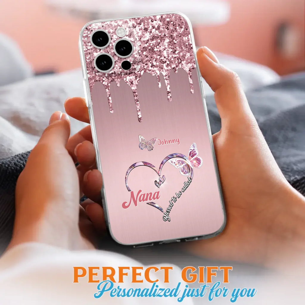 Custom Personalized Grandma Phone Case - Upto 10 Kids - Gift Idea For Mom/ Grandma/ Mother's Day - Case for iPhone/Samsung - Blessed To Be Called Nana