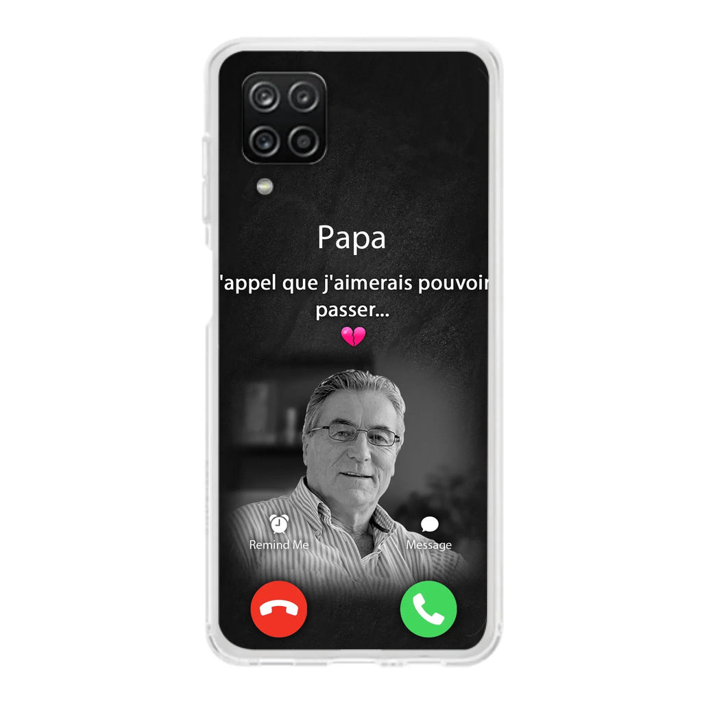 Coque de téléphone personnalisée pour papa commémoratif - Télécharger une photo - L'appel que j'aimerais pouvoir passer- Coque de téléphone pour iPhone/ Samsung
