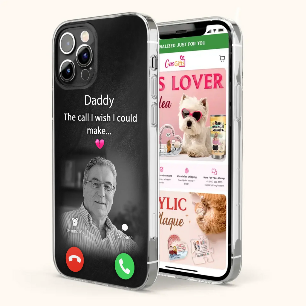 Custom Personalized Memorial Mom Phone Case - Upload Photo - Memorial Gift Idea For Mom/ Dad - The Call I Wish I Could Make - Case For iPhone And Samsung