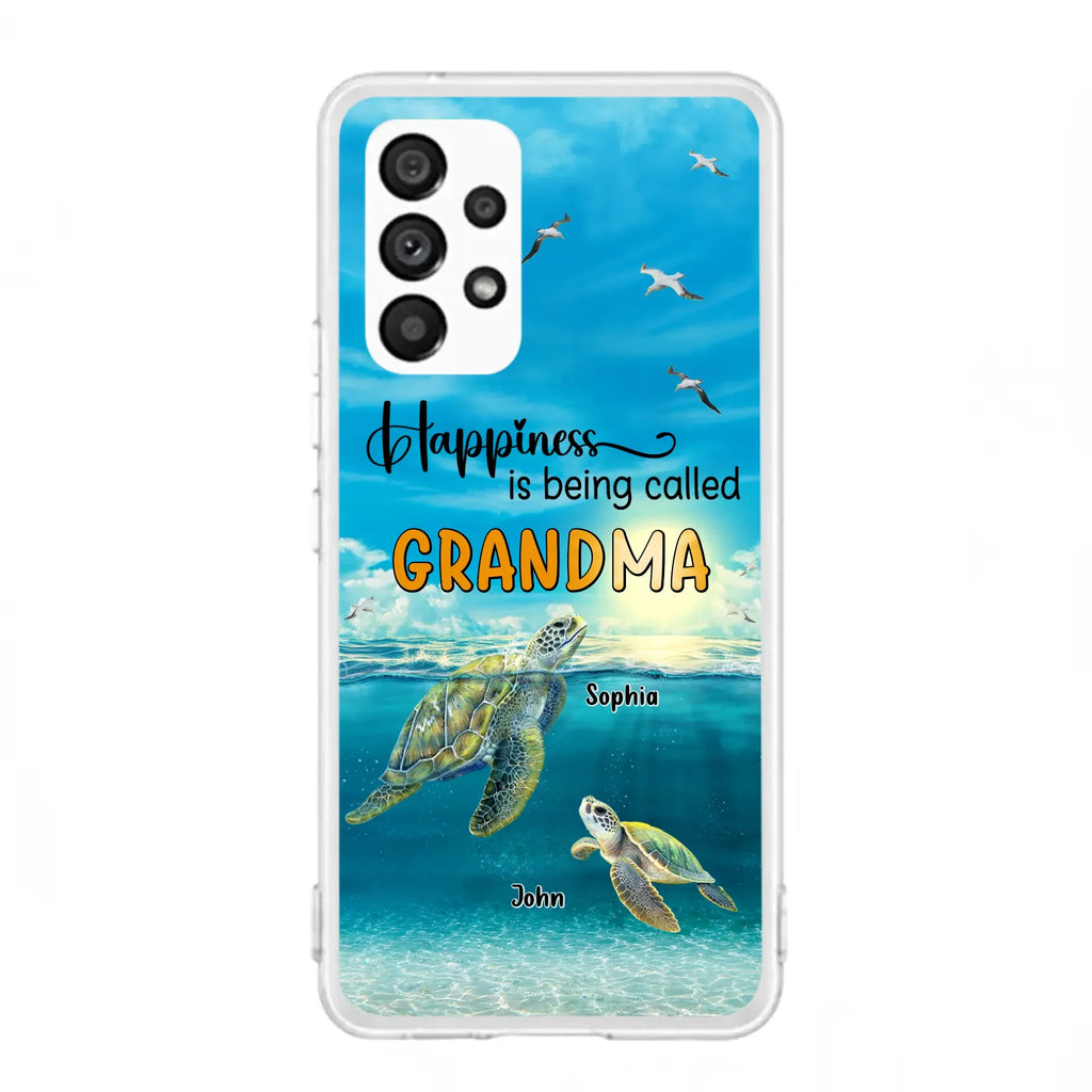 Custom Personalized Grandma Mom Turtle Phone Case - Gift Idea For Grandma - Up to 10 Kids - Happiness Is Being Called Grandma - Case For iPhone, Samsung