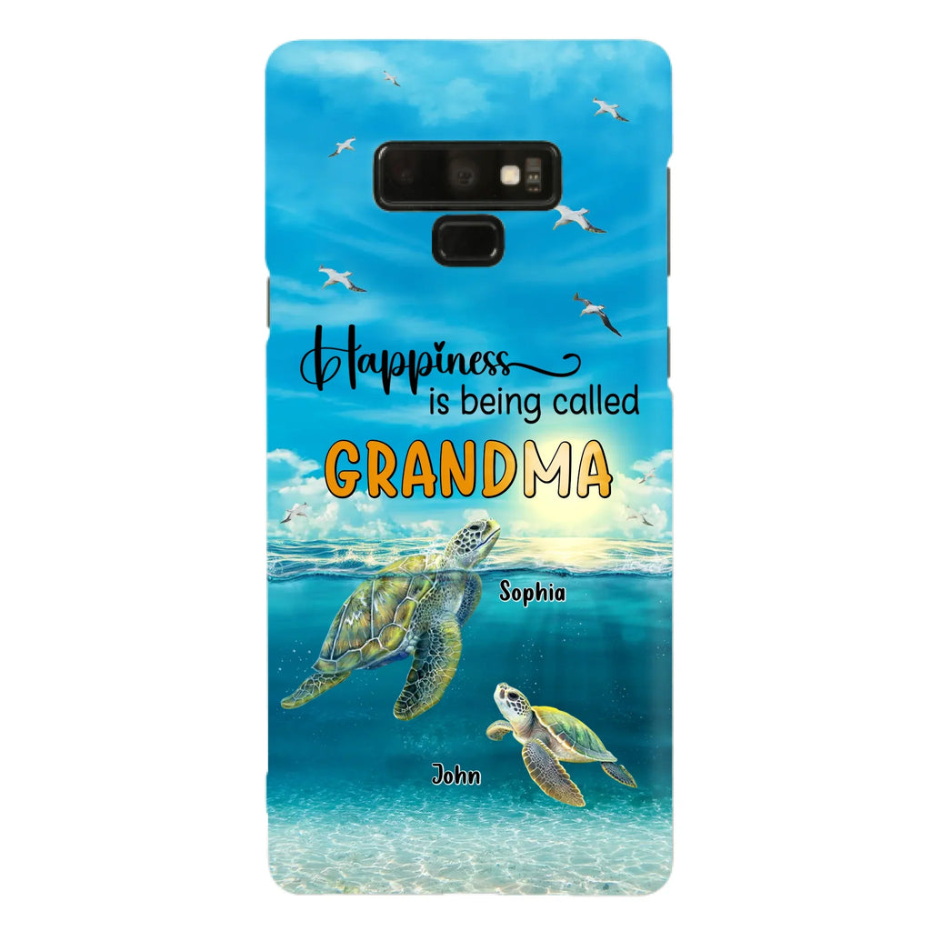 Custom Personalized Grandma Mom Turtle Phone Case - Gift Idea For Grandma - Up to 10 Kids - Happiness Is Being Called Grandma - Case For iPhone, Samsung