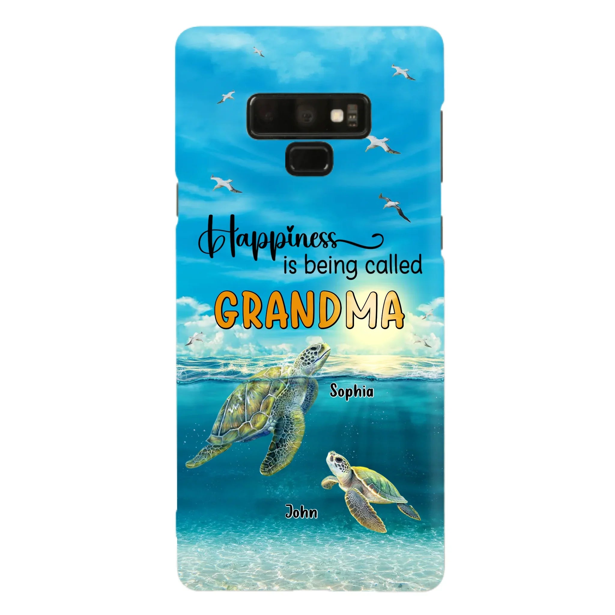 Custom Personalized Grandma Mom Turtle Phone Case - Gift Idea For Grandma - Up to 10 Kids - Happiness Is Being Called Grandma - Case For iPhone, Samsung