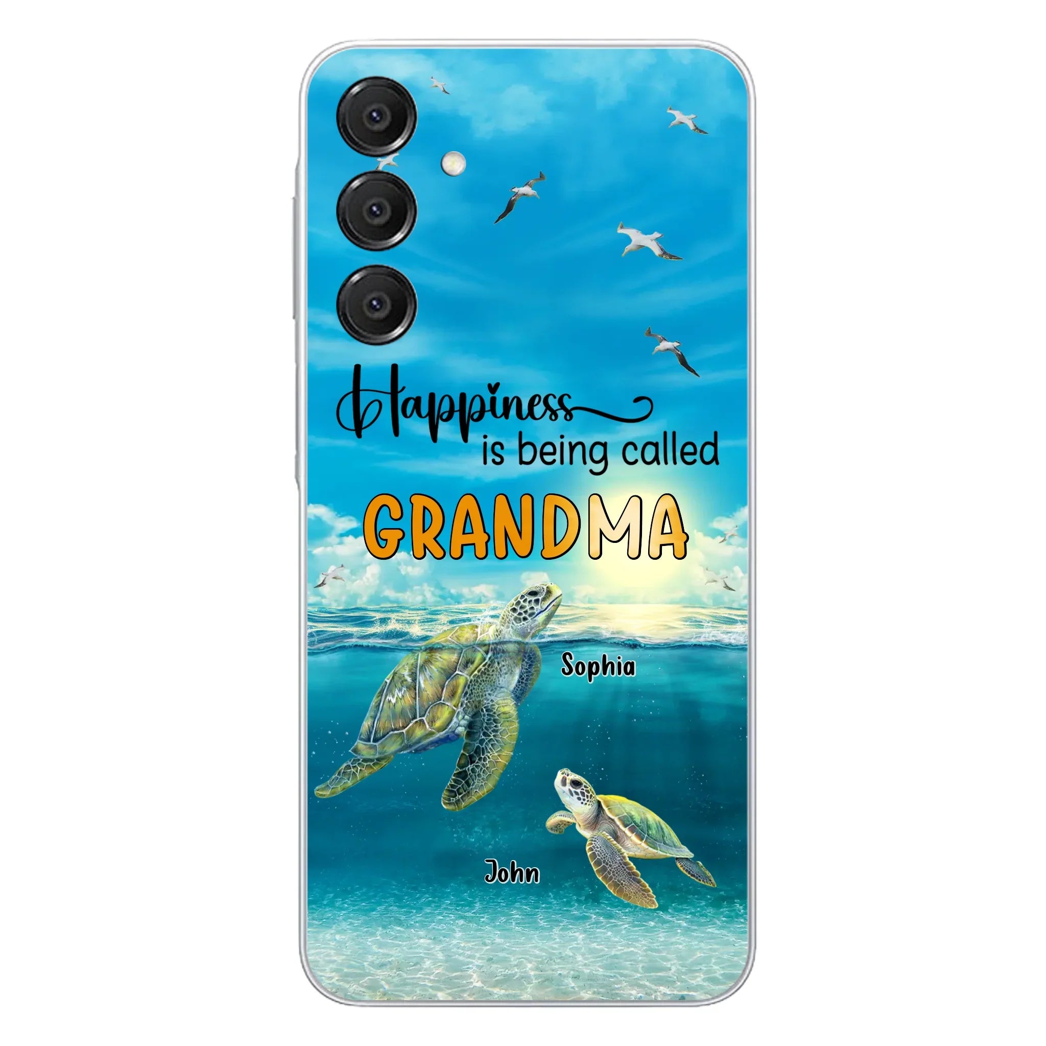 Custom Personalized Grandma Mom Turtle Phone Case - Gift Idea For Grandma - Up to 10 Kids - Happiness Is Being Called Grandma - Case For iPhone, Samsung