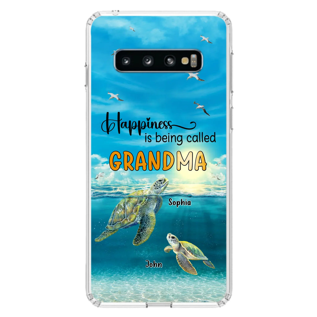 Custom Personalized Grandma Mom Turtle Phone Case - Gift Idea For Grandma - Up to 10 Kids - Happiness Is Being Called Grandma - Case For iPhone, Samsung
