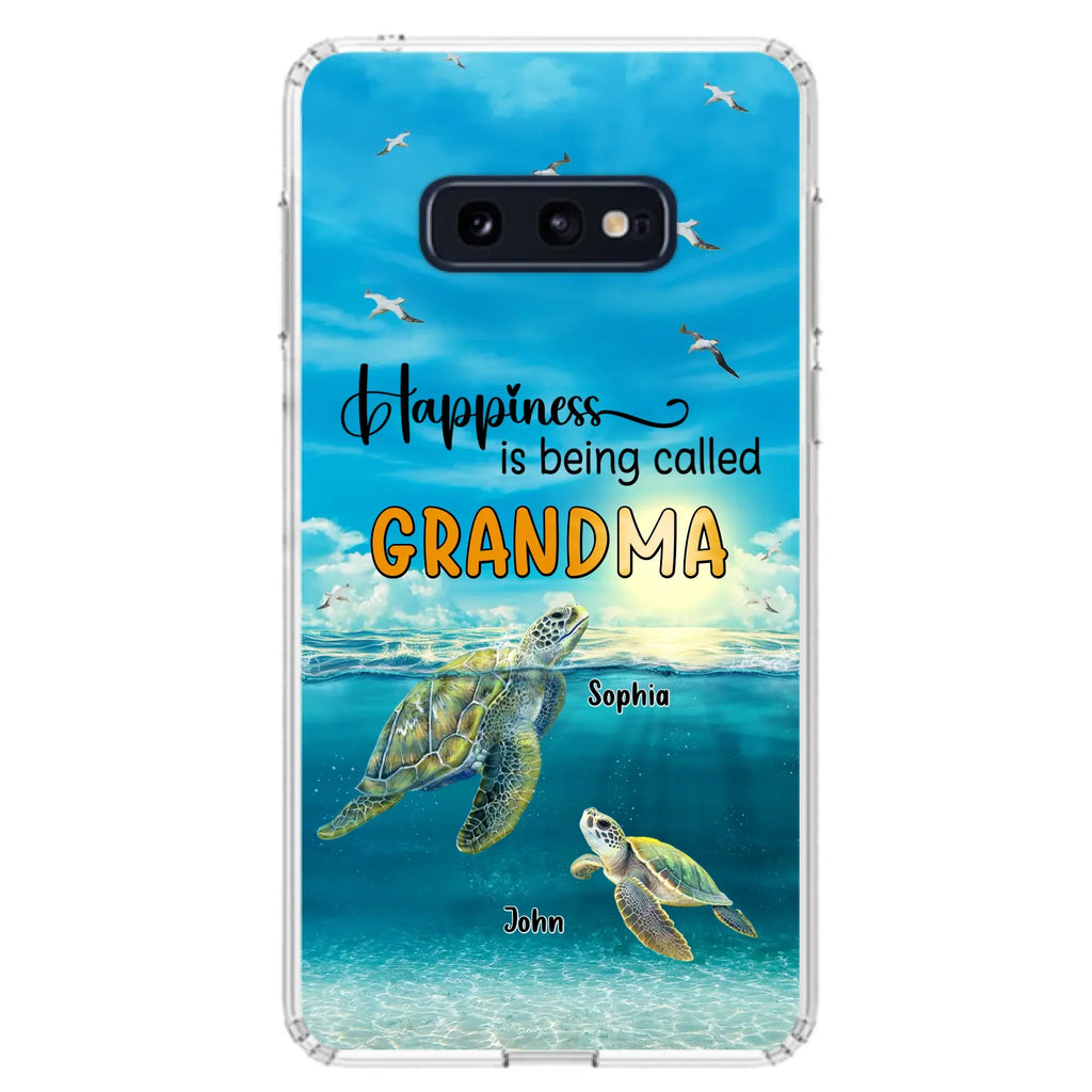 Custom Personalized Grandma Mom Turtle Phone Case - Gift Idea For Grandma - Up to 10 Kids - Happiness Is Being Called Grandma - Case For iPhone, Samsung