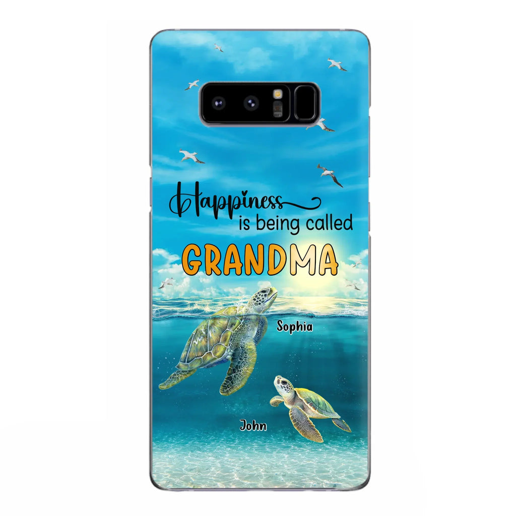 Custom Personalized Grandma Mom Turtle Phone Case - Gift Idea For Grandma - Up to 10 Kids - Happiness Is Being Called Grandma - Case For iPhone, Samsung