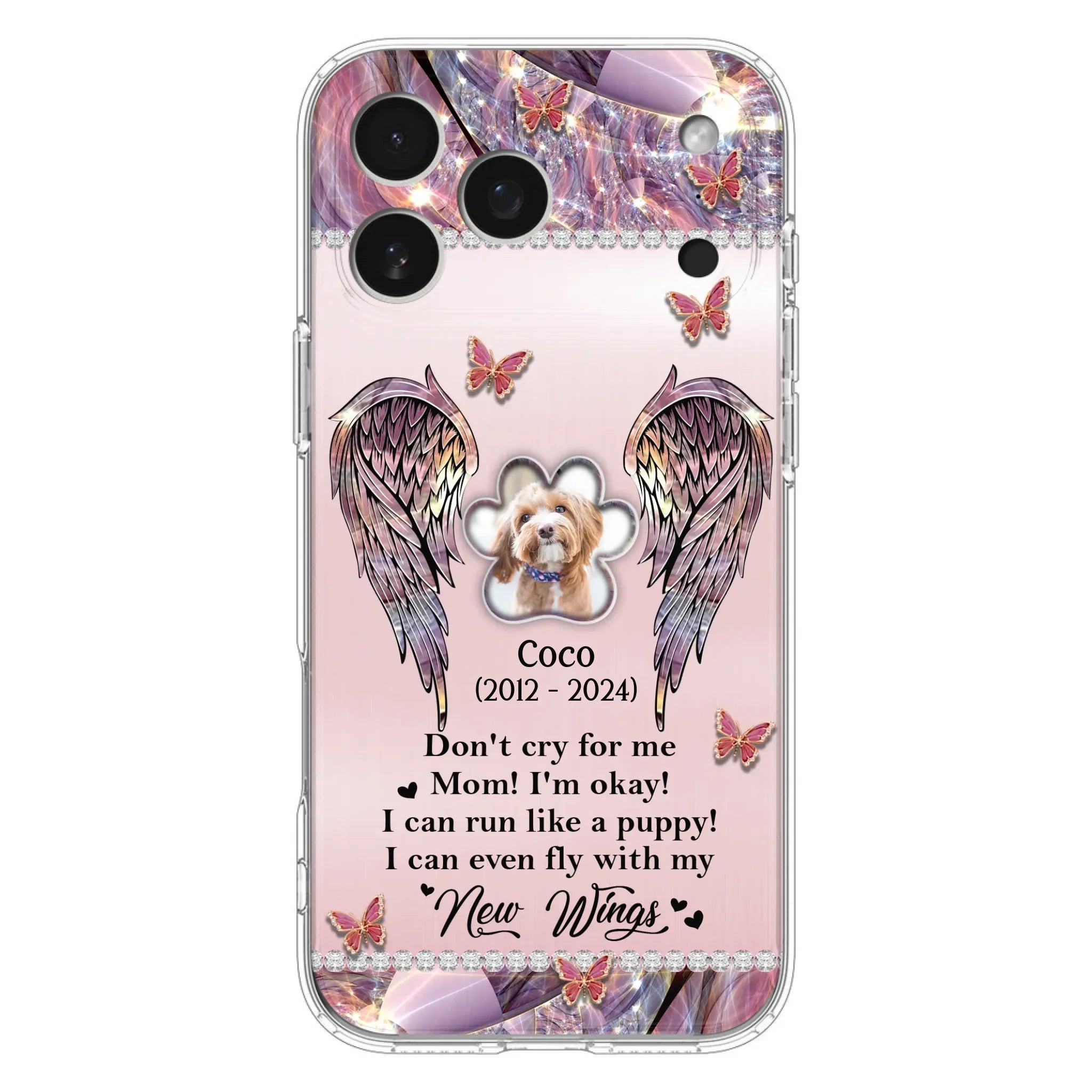 Personalized Memorial Phone Case - Upload Photo - Memorial Gift Idea For Dog Lover - Don't Cry For Me - Case For iPhone/Samsung