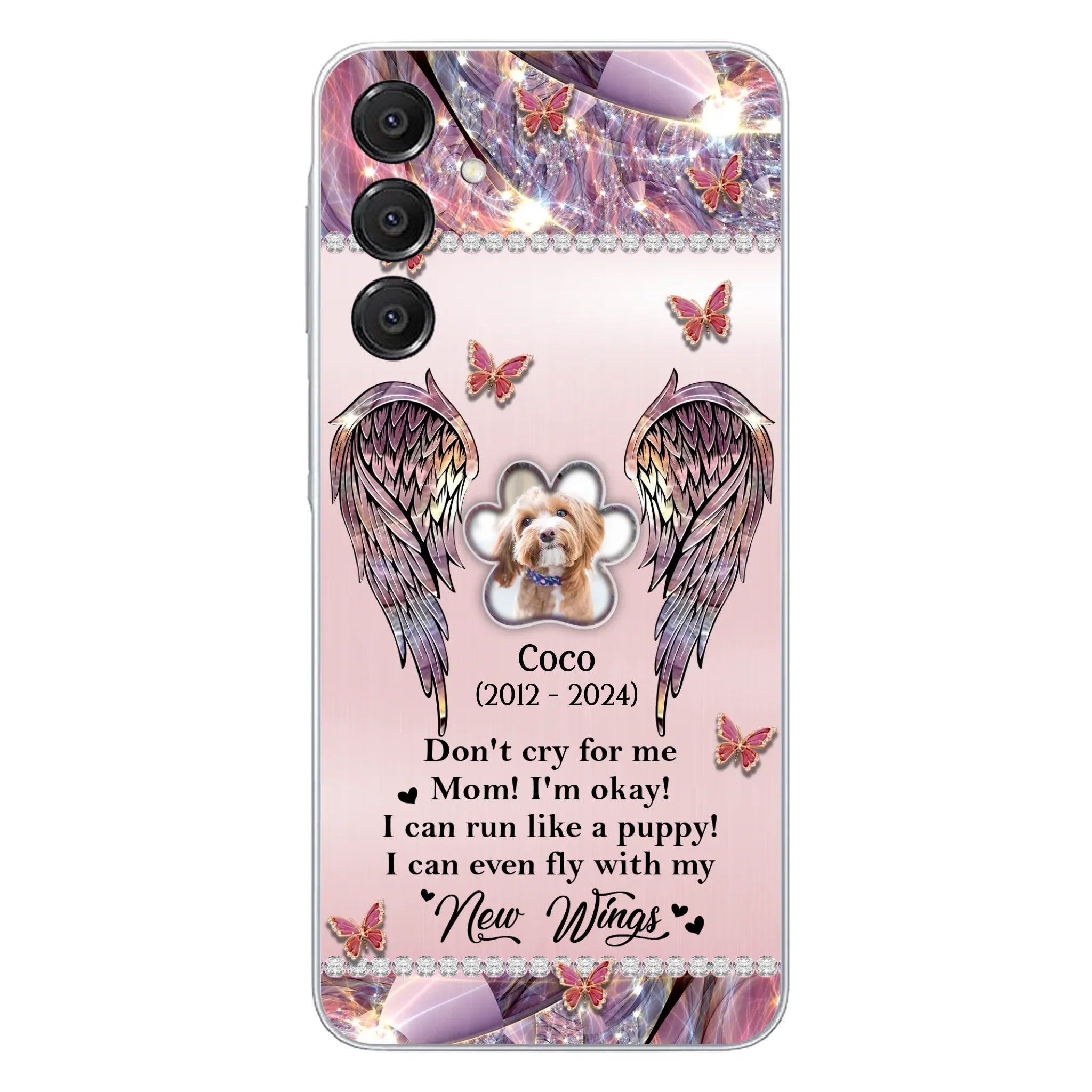 Personalized Memorial Phone Case - Upload Photo - Memorial Gift Idea For Dog Lover - Don't Cry For Me - Case For iPhone/Samsung
