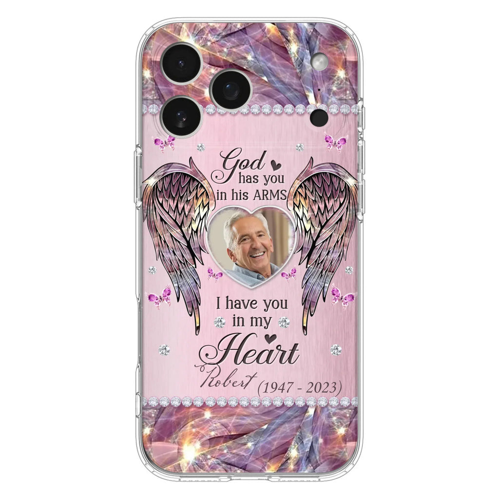 Custom Personalized Memorial Phone Case - Memorial Gift Idea For Family - Case For iPhone/Samsung - God Has You In His Arms