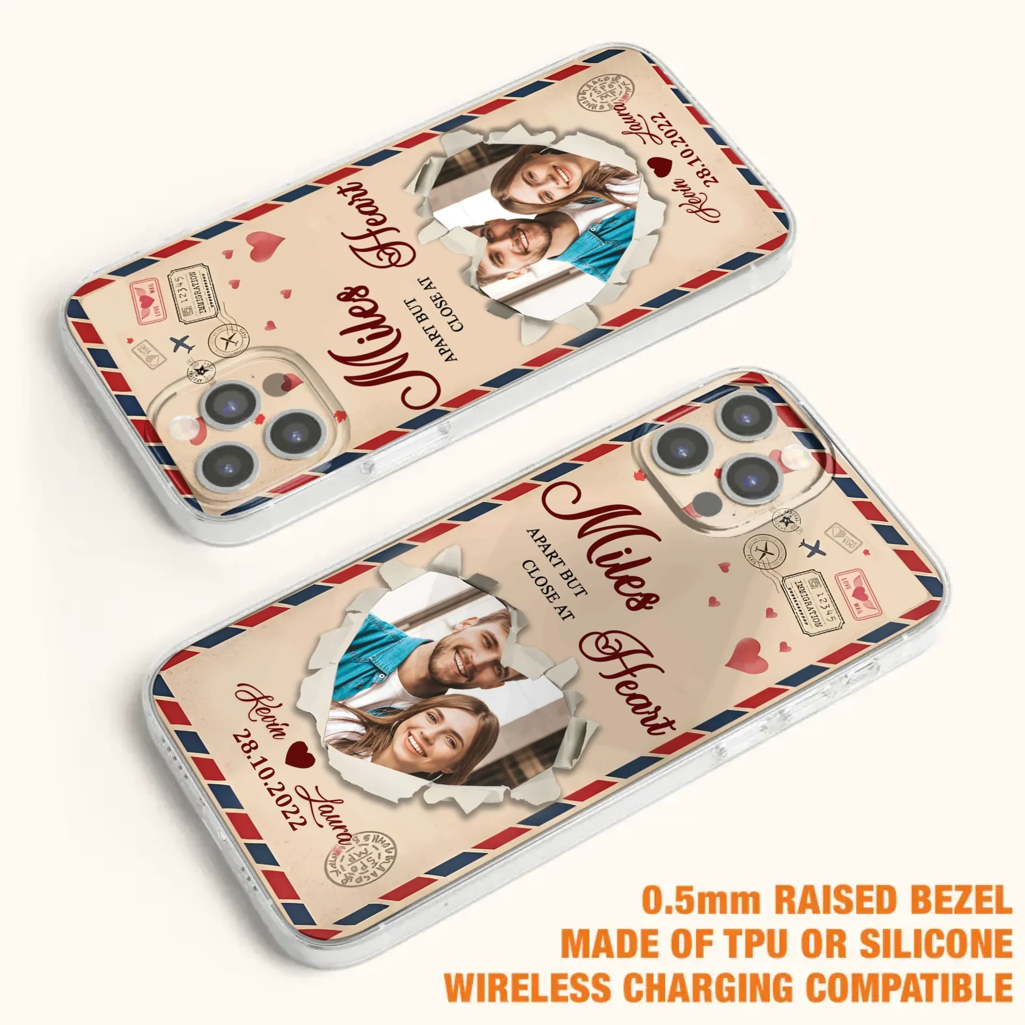 Custom Personalized Couple Phone Case - Gift Idea For Couple/ Valentines Day - Upload Photo - Miles Apart But Close At Heart - Case For iPhone/ Samsung