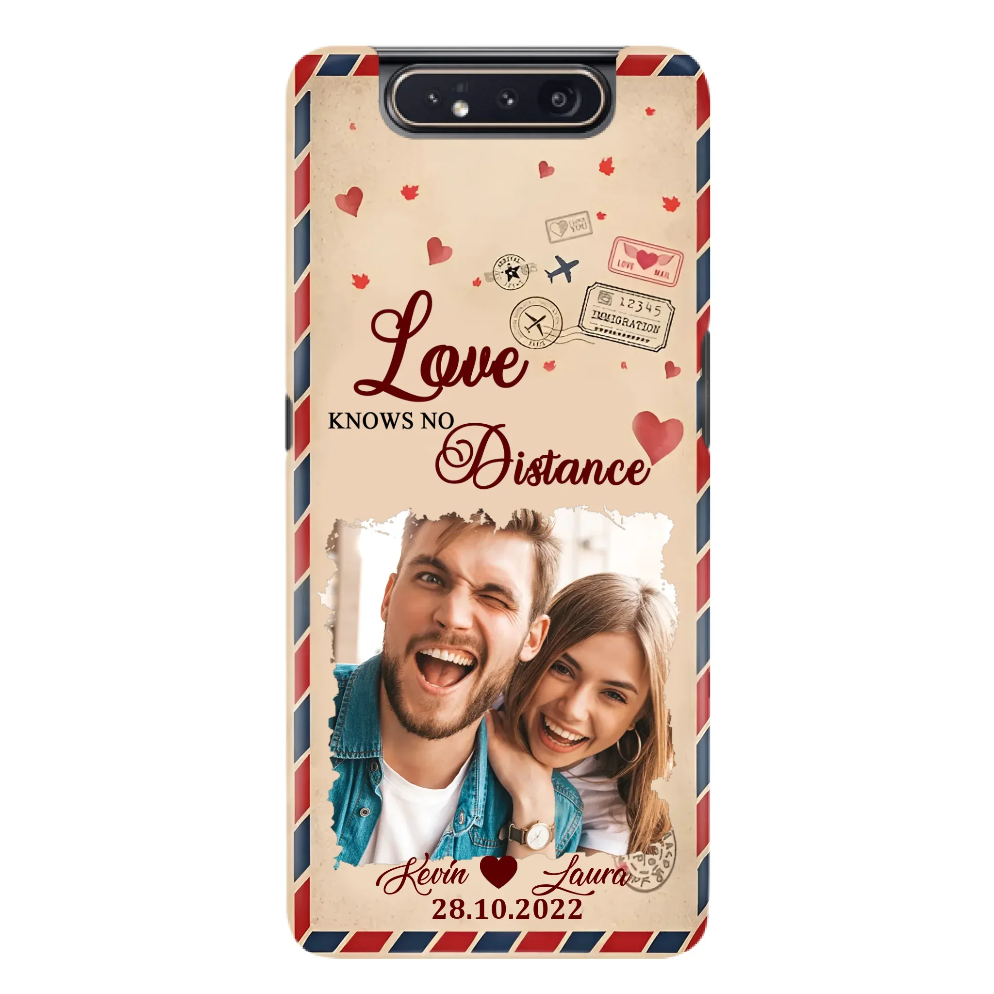 Custom Personalized Couple Phone Case - Gift Idea For Couple/ Valentines Day - Upload Photo - Love Knows No Distance - Case For iPhone/ Samsung
