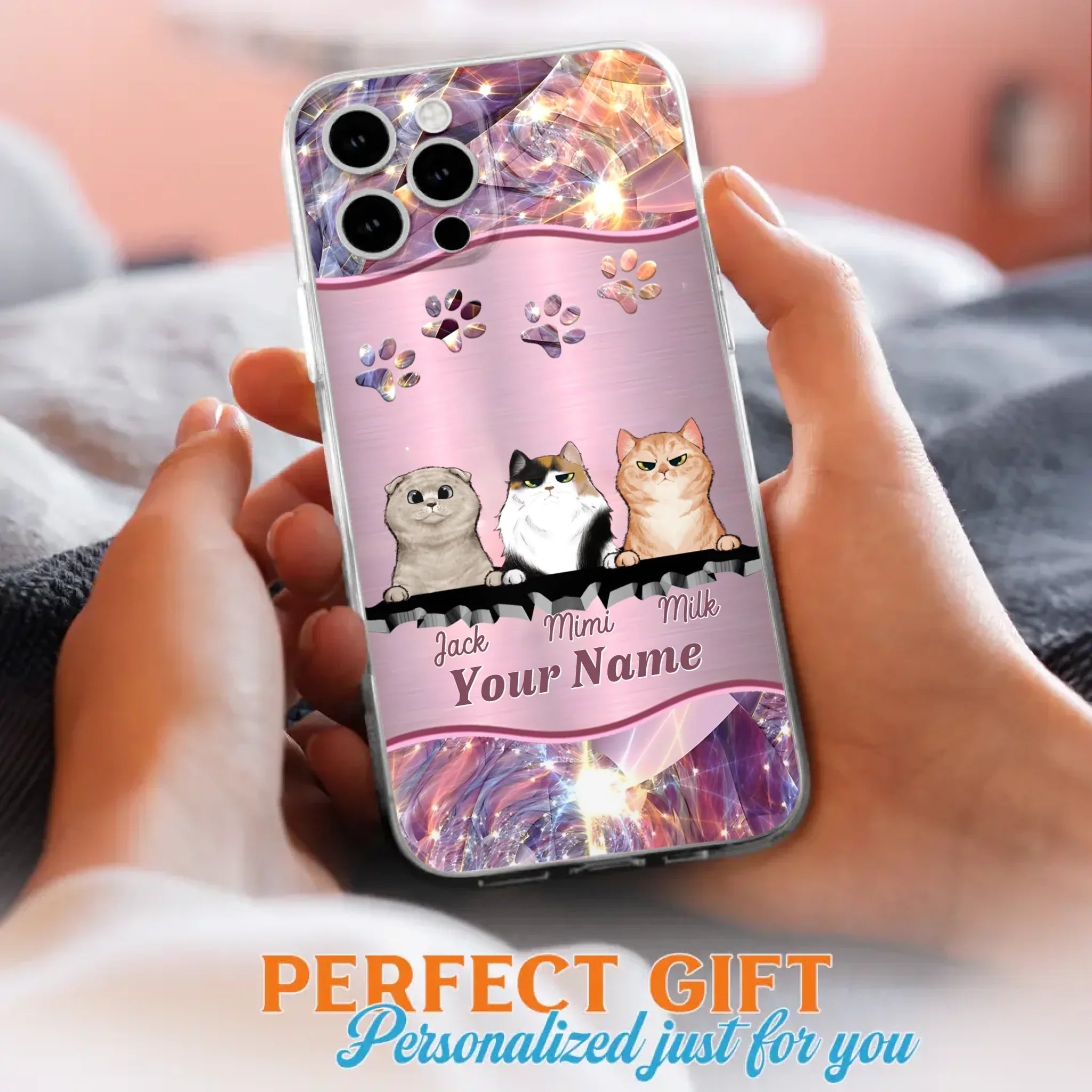 Custom Personalized Cats Phone Case - Gift Idea For Cat Lover - Up to 3  Cats - Cases For iPhone/Samsung