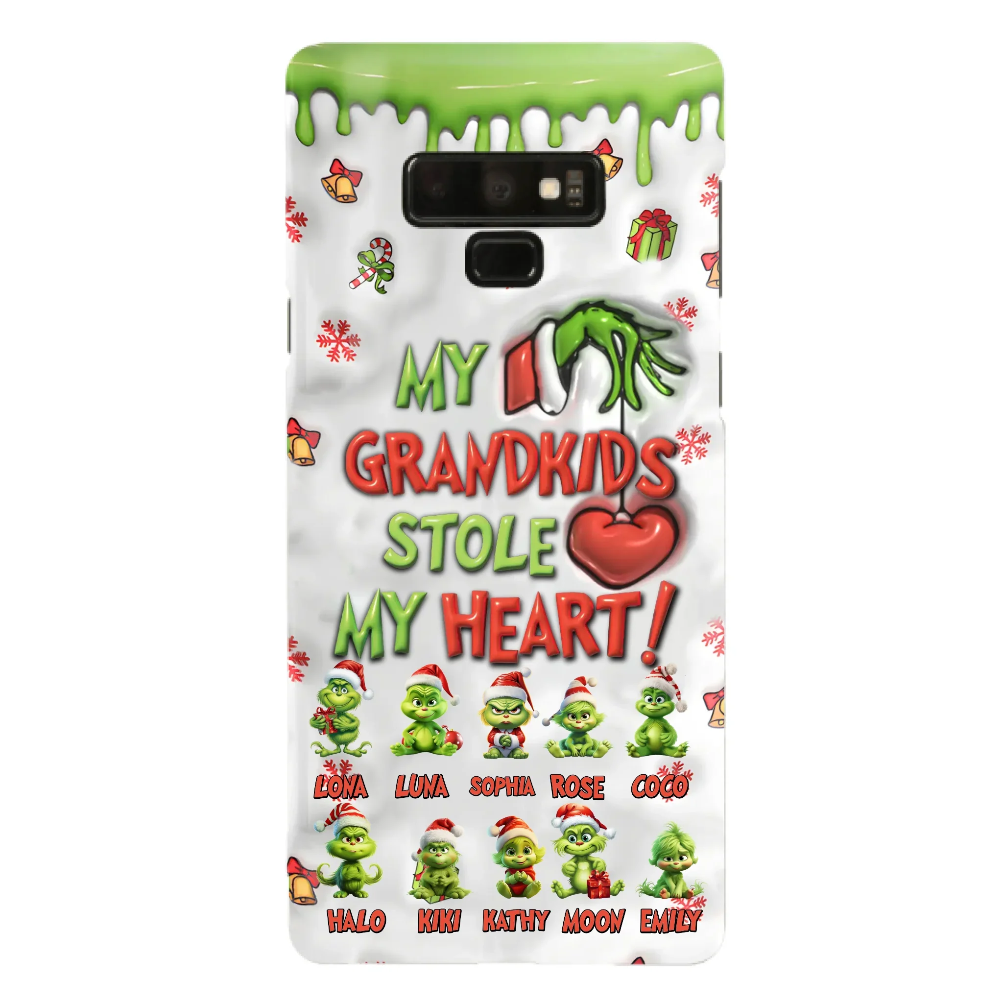 Custom Personalized Christmas Mama Grandkid Phone Case - Gift Idea For Grandkids - Upto 10 Kids - My Grandkids Stole My Heart - Case For iPhone/Samsung