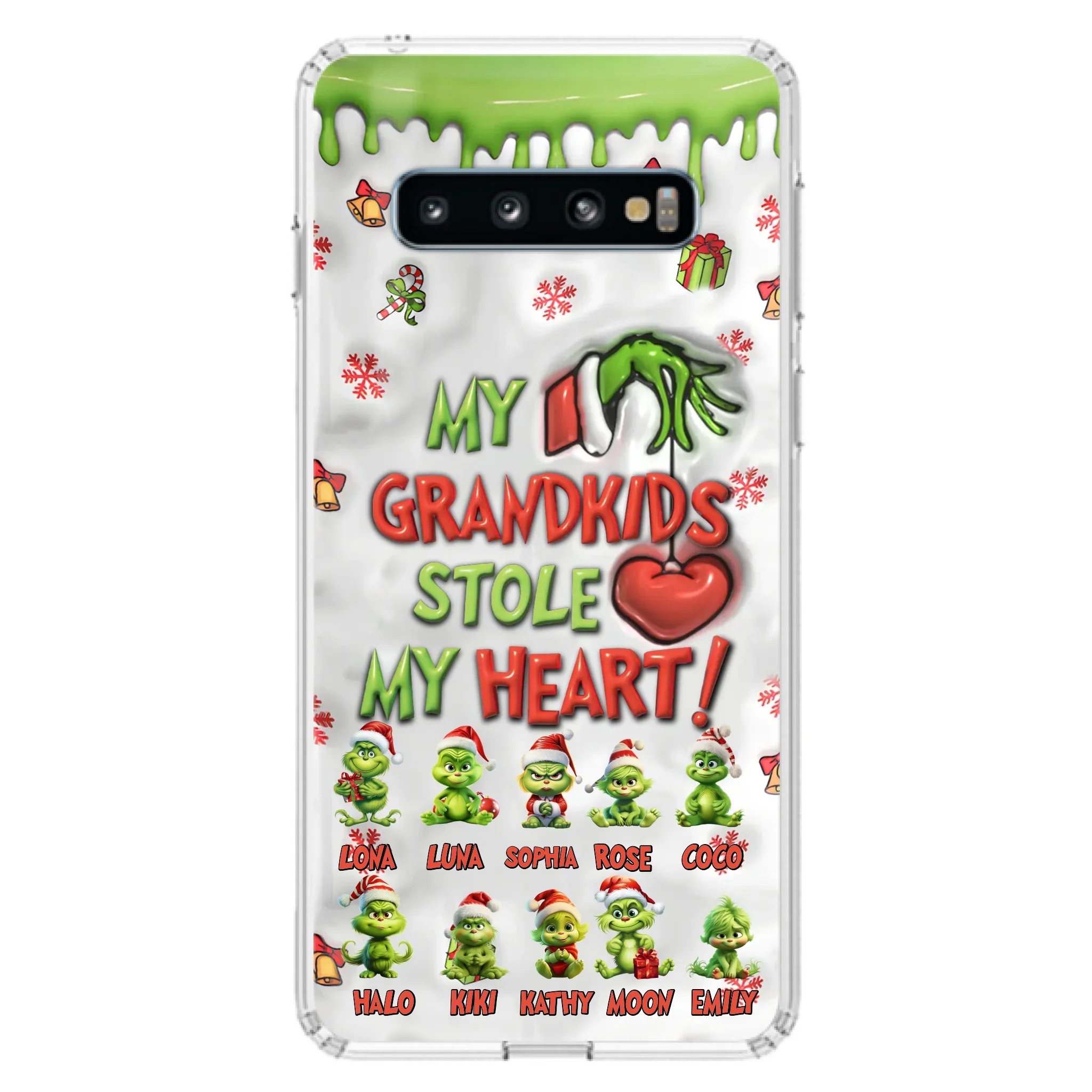 Custom Personalized Christmas Mama Grandkid Phone Case - Gift Idea For Grandkids - Upto 10 Kids - My Grandkids Stole My Heart - Case For iPhone/Samsung